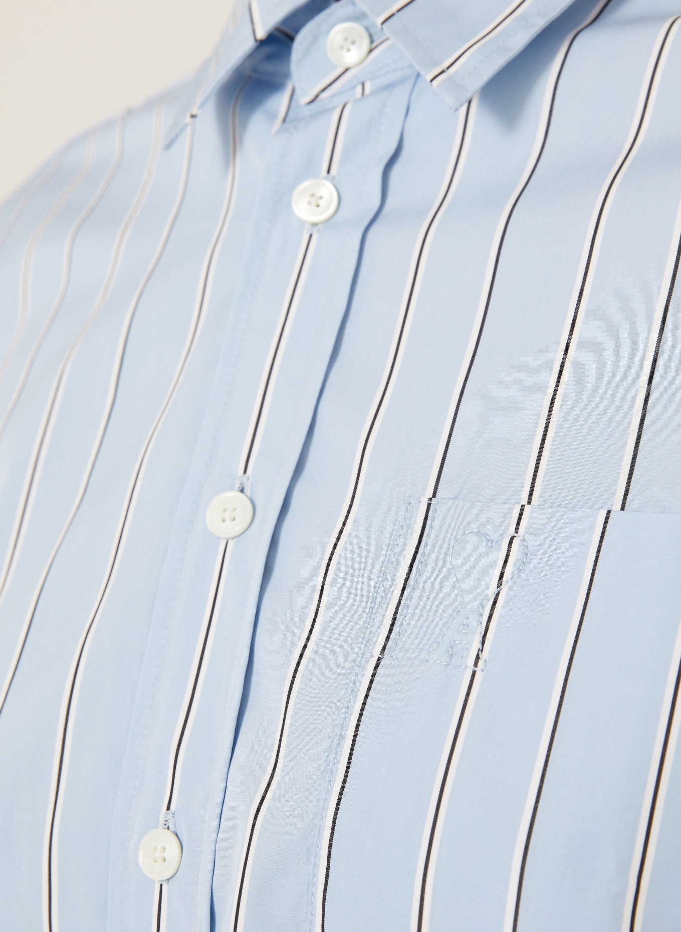 AMI PARIS Shirt blouse: LIGHT BLUE / WHITE / BLACK