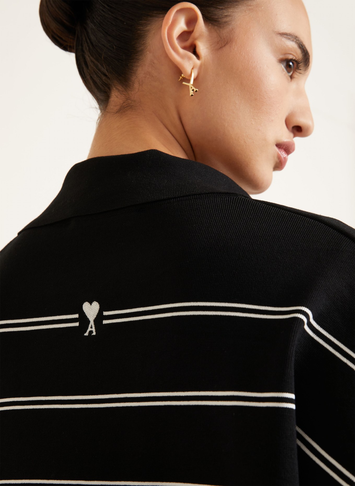 AMI PARIS Oversized Polo shirt: BLACK / WHITE