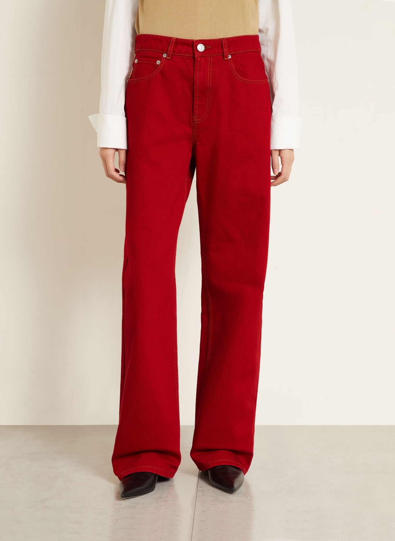 AMI PARIS Wide leg jeans: A186 ROUGE RUBIS