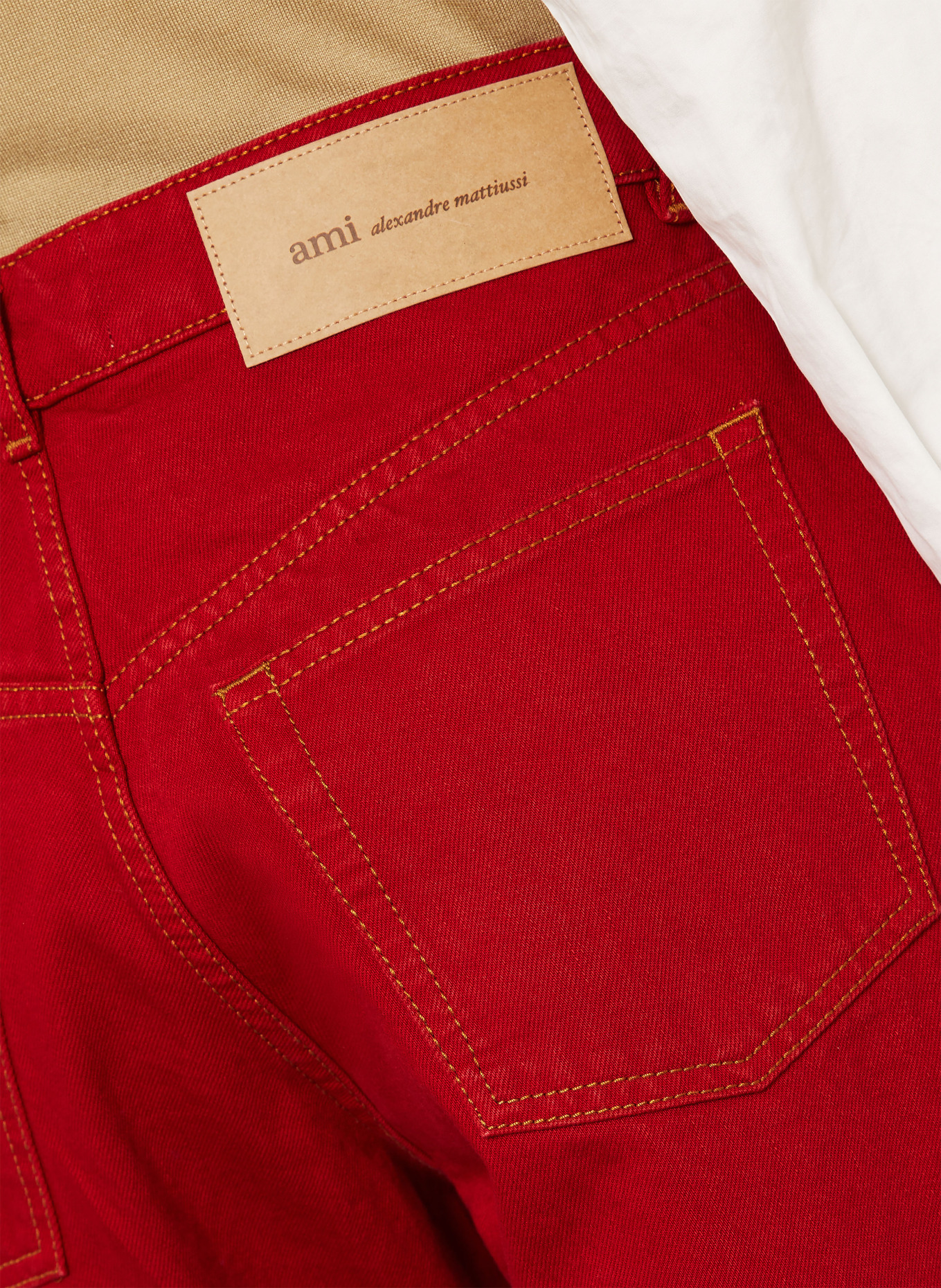 AMI PARIS Wide leg jeans: A186 ROUGE RUBIS
