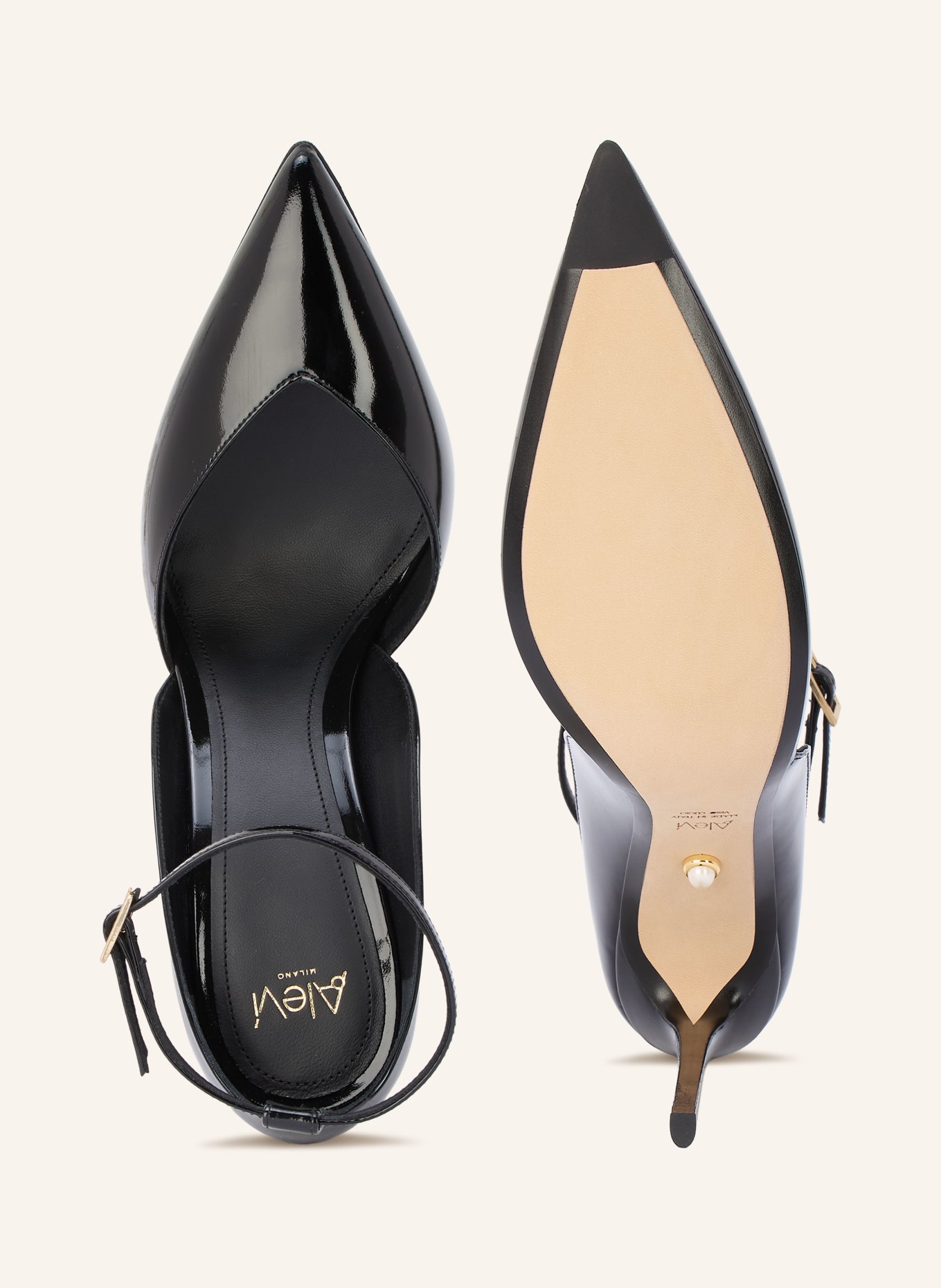 ALEVI CAMILLA Patent leather pumps: BLACK / GOLD