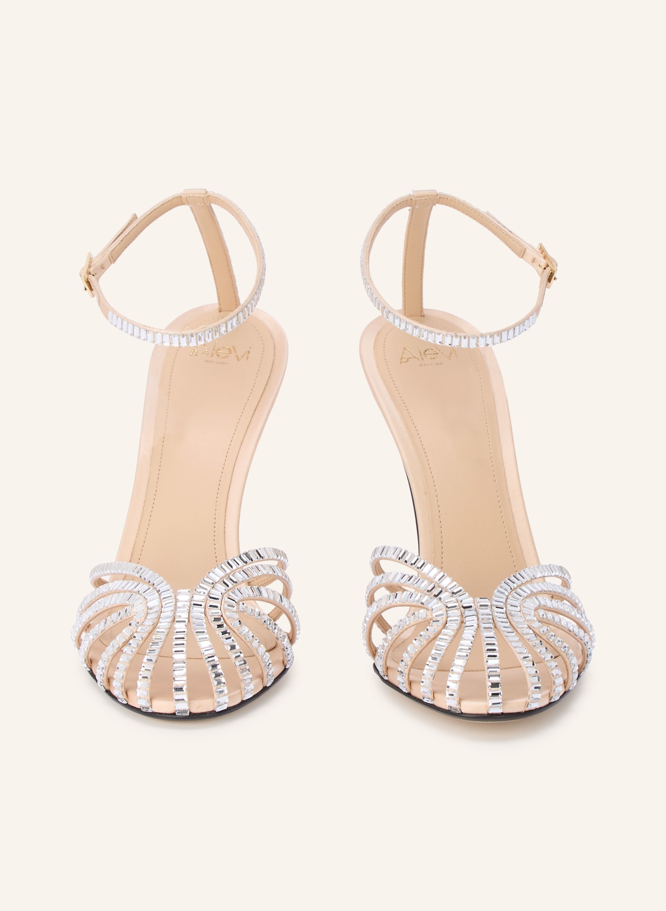 ALEVI PENELOPE XTAL Sandals with Rhinestones: BEIGE / GOLD