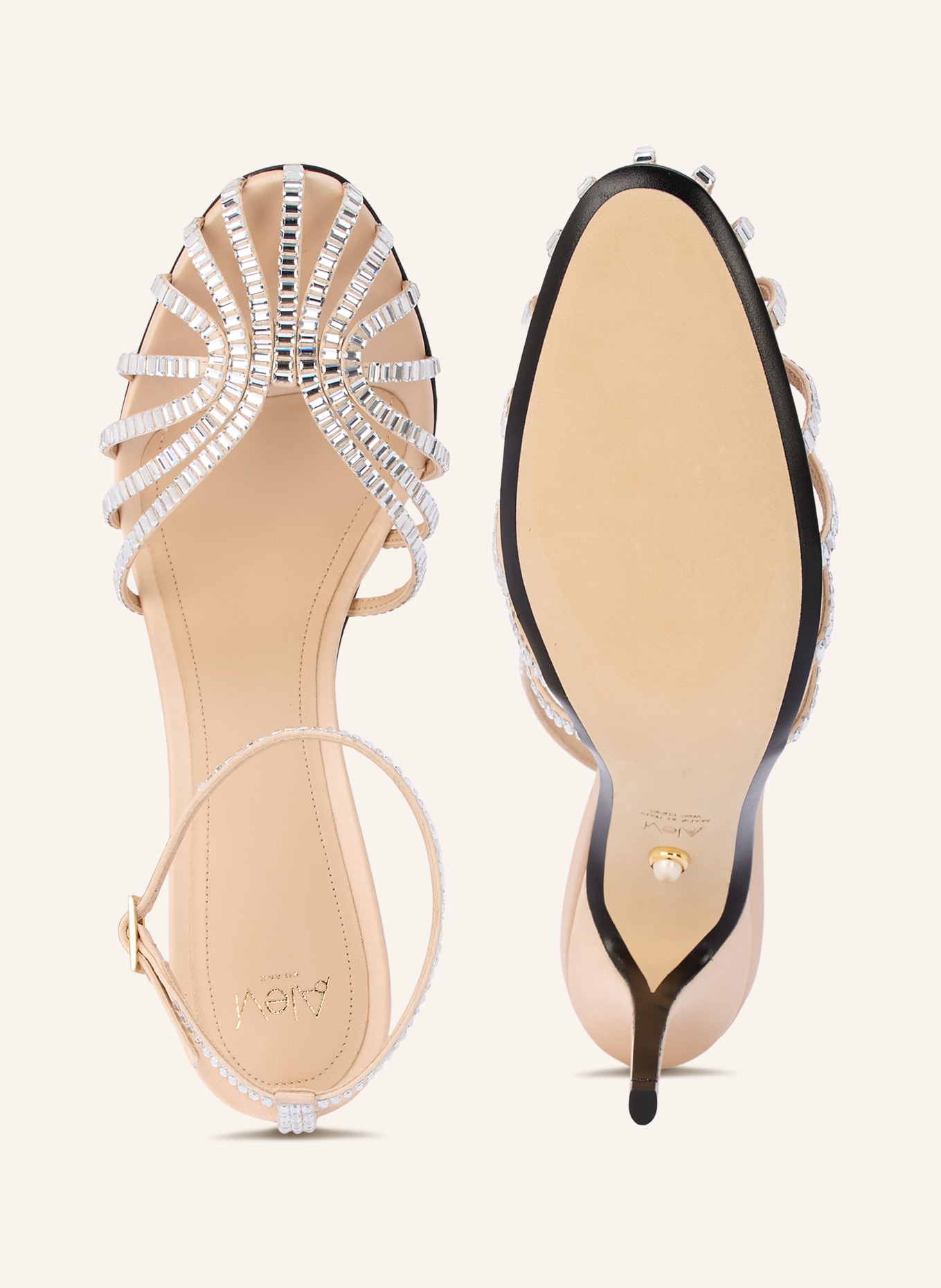 ALEVI PENELOPE XTAL Sandals with Rhinestones: BEIGE / GOLD