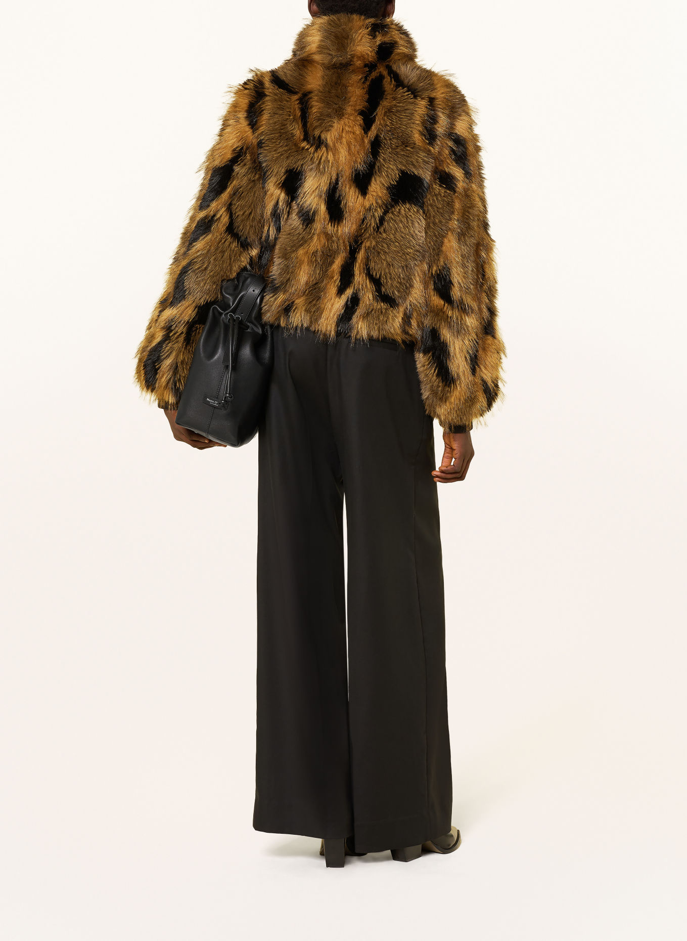 RINO & PELLE Faux Fur Jacket: BROWN / BEIGE / BLACK