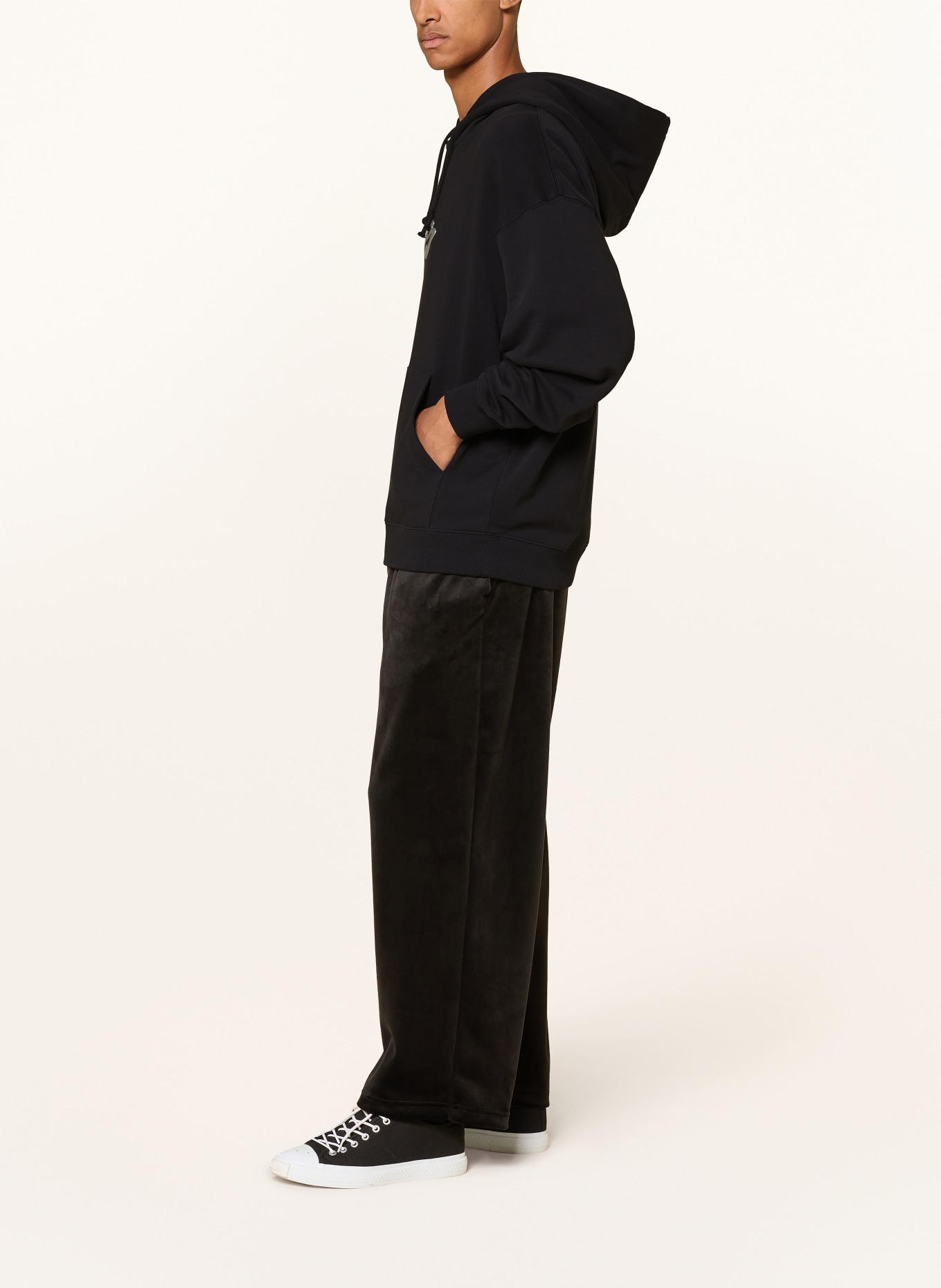 Y-3 LIQUID LOGO Hoodie: BLACK / SILVER