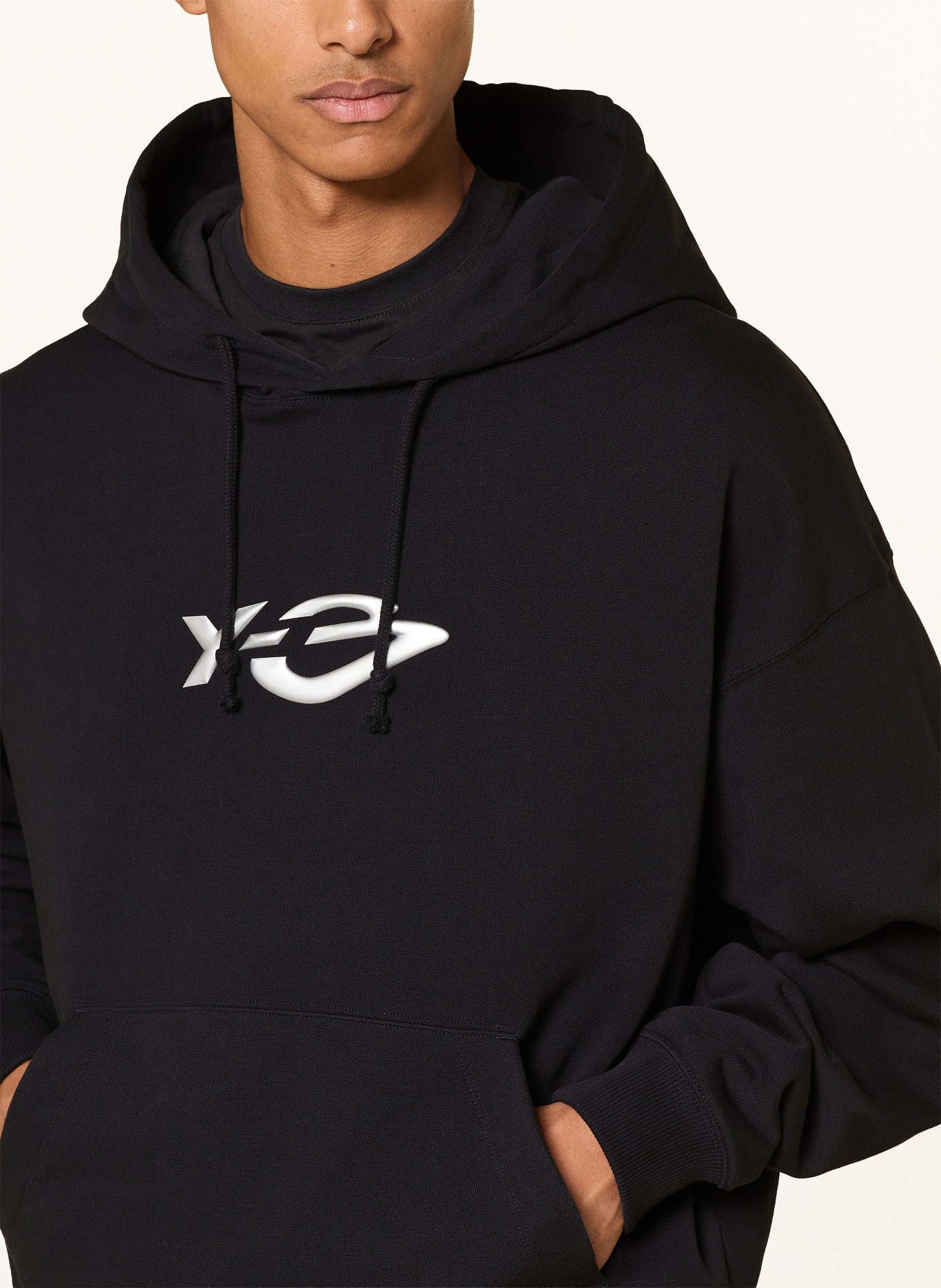 Y-3 LIQUID LOGO Hoodie: BLACK / SILVER