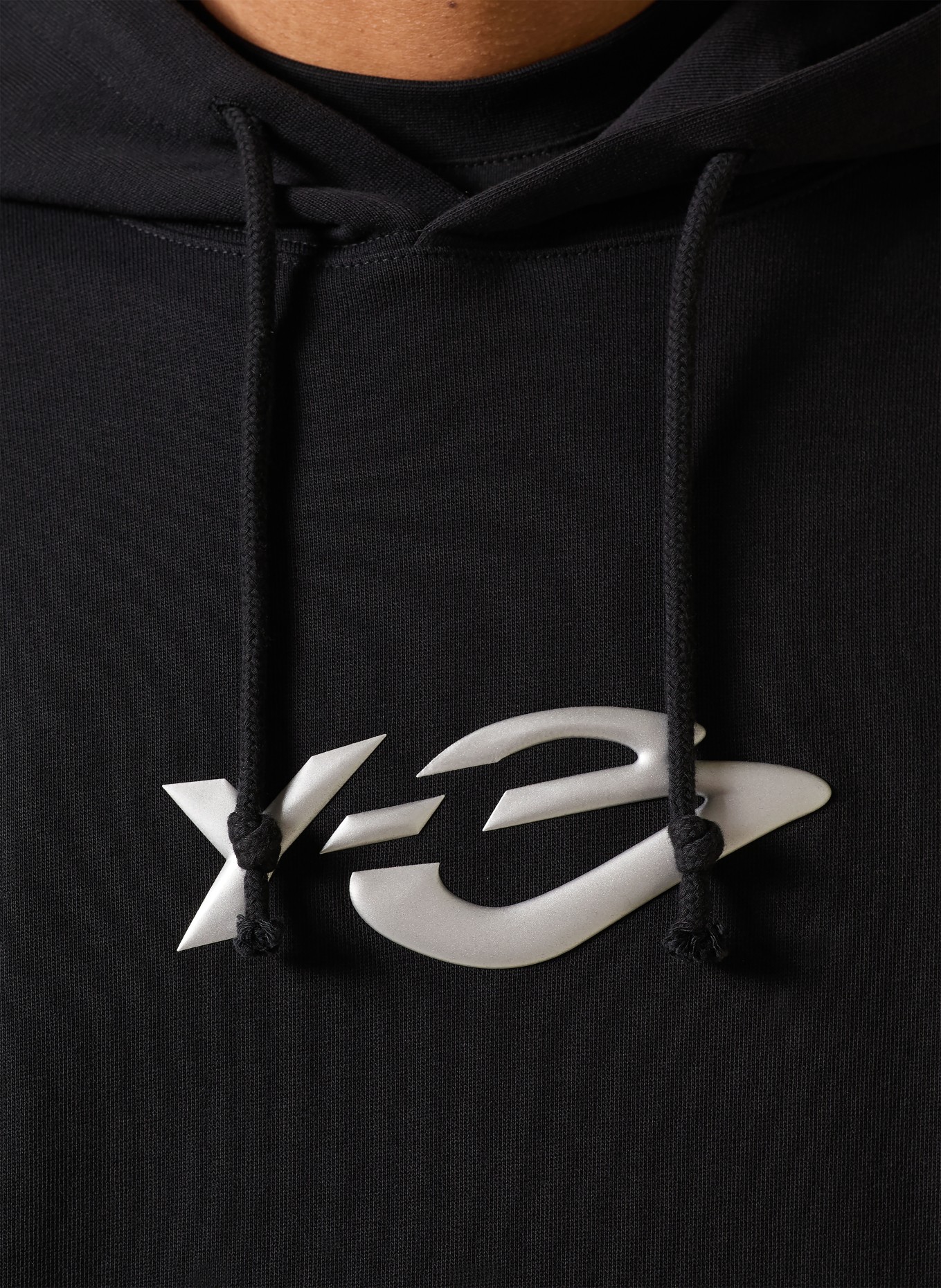 Y-3 LIQUID LOGO Hoodie: BLACK / SILVER
