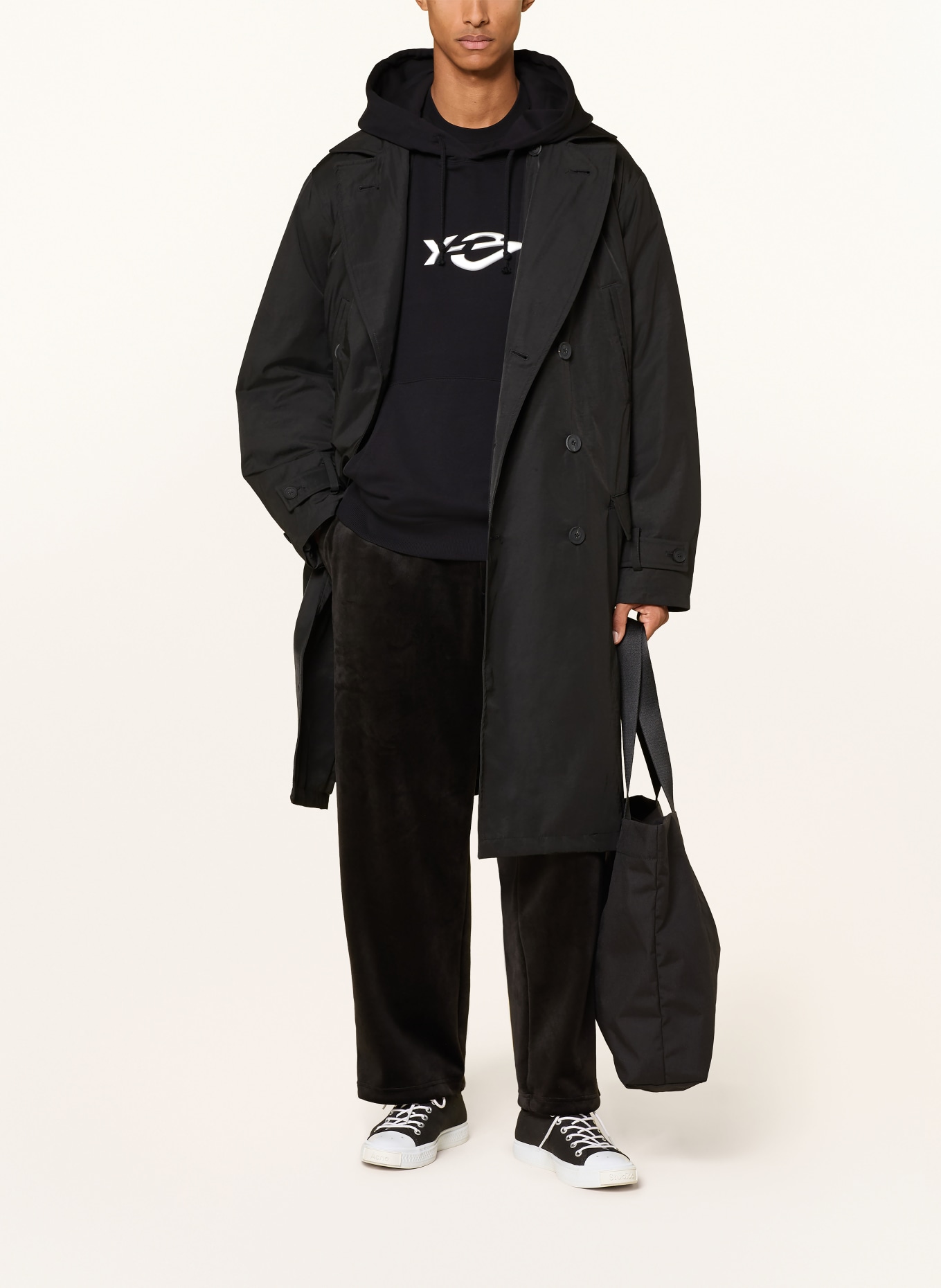 Y-3 LIQUID LOGO Hoodie: BLACK / SILVER