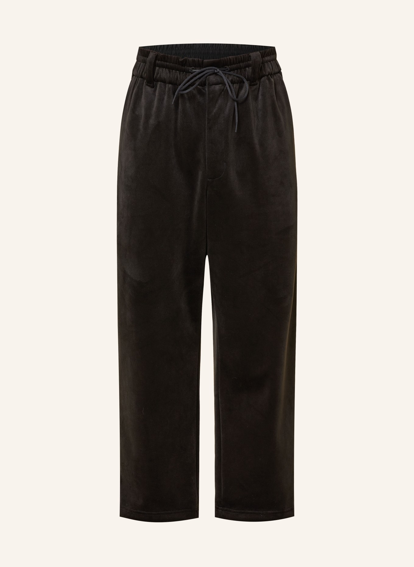 Y-3 Pantaloni în stil jogging, croială largă, din catifea: NEGRU