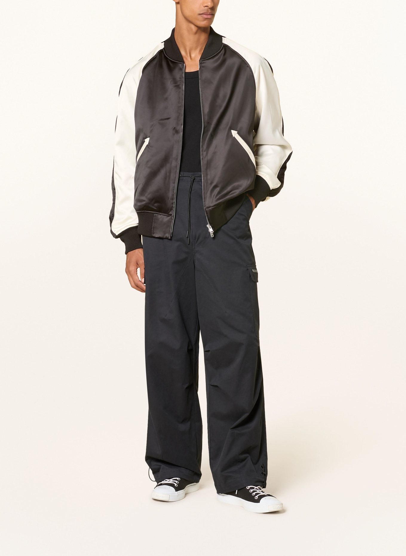 Y-3 Blouson Y3-LIQUID LOGO SATIN: SVART / VIT