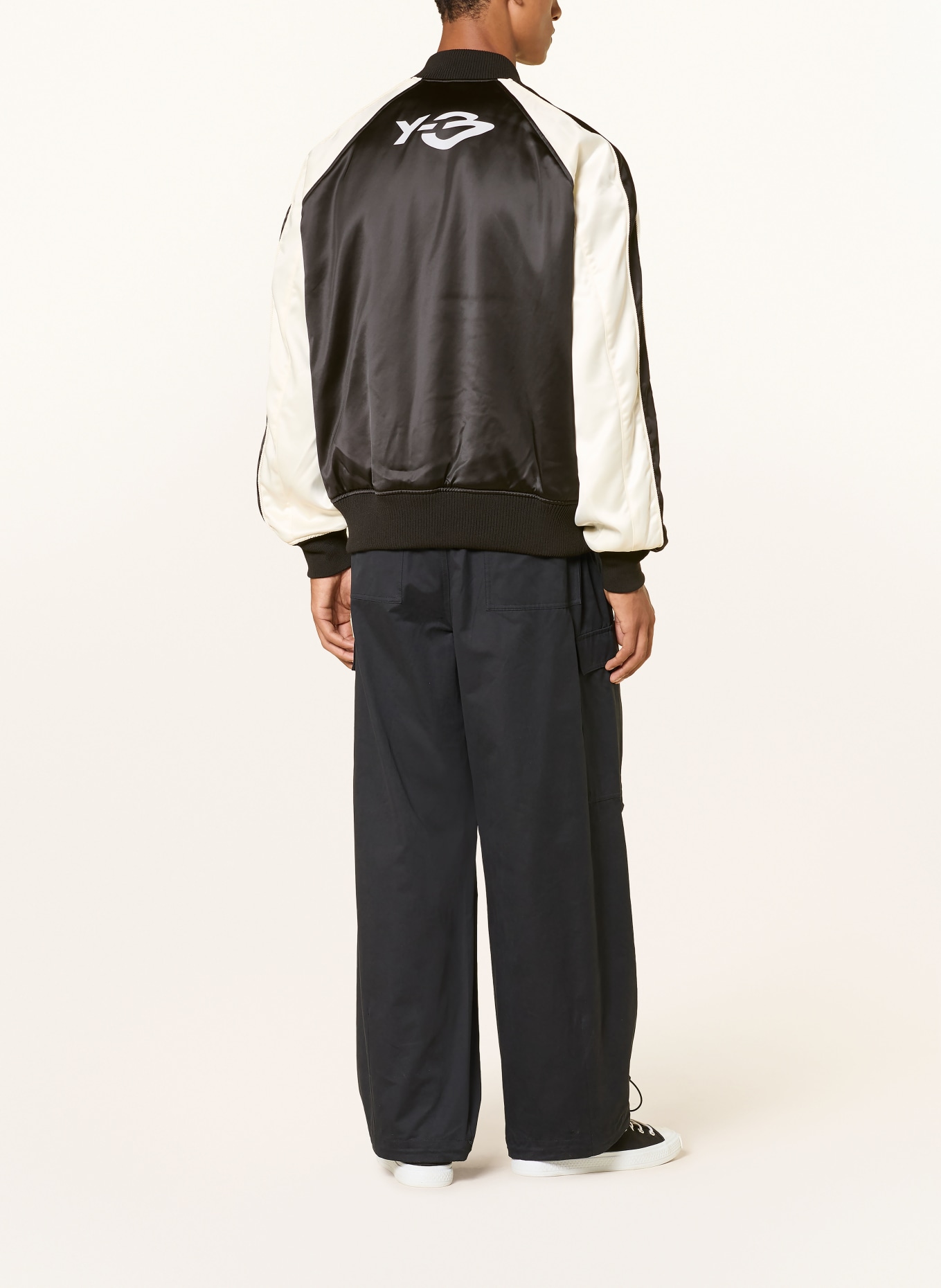 Y-3 Blouson Y3-LIQUID LOGO SATIN: SVART / VIT
