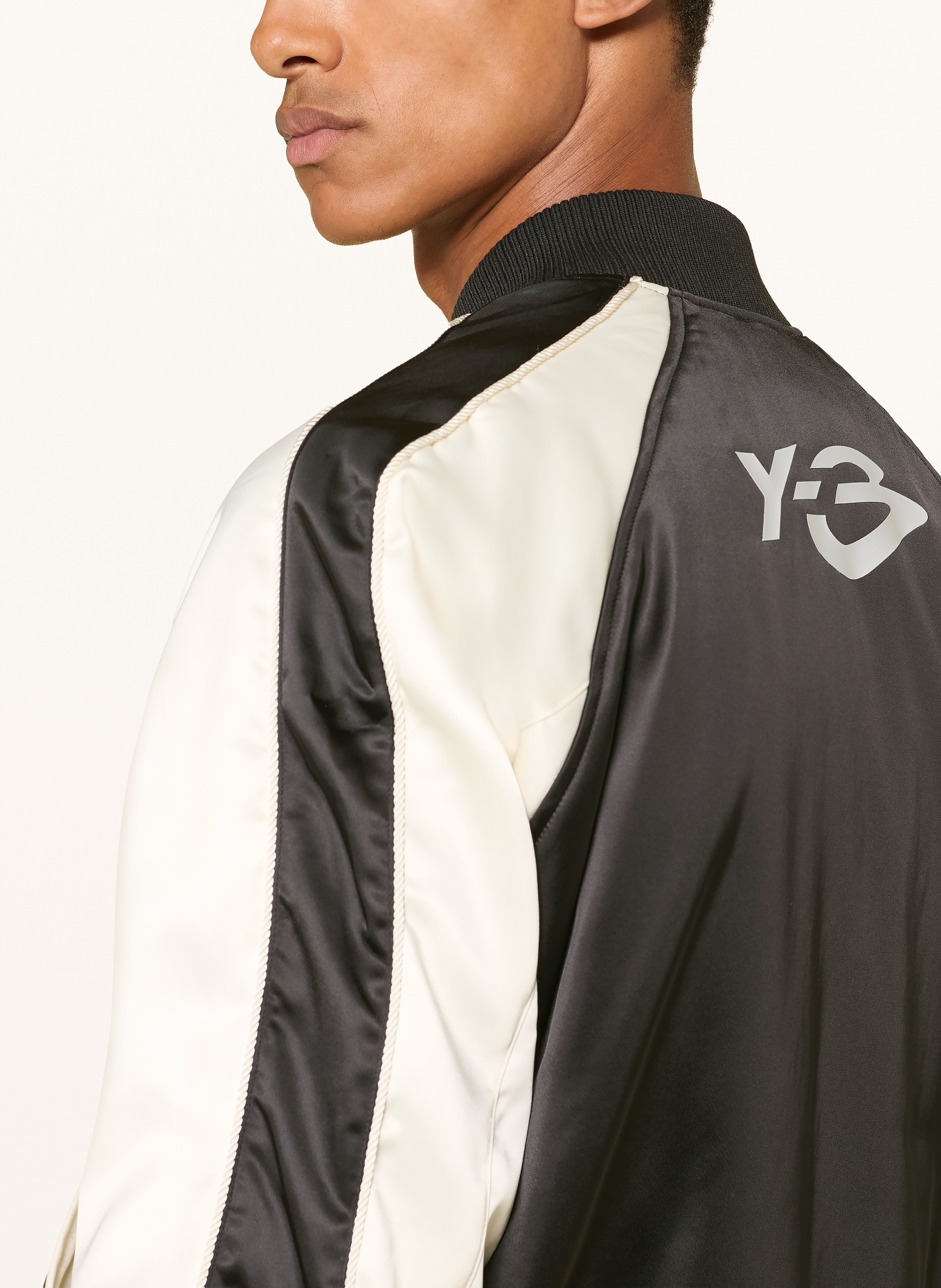 Y-3 Blouson Y3-LIQUID LOGO SATIN: SVART / VIT