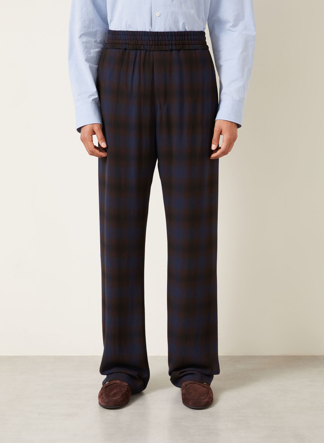 DRIES VAN NOTEN Pantalon de style jogging coupe classique: MARRON FONCÉ / BLEU FONCÉ