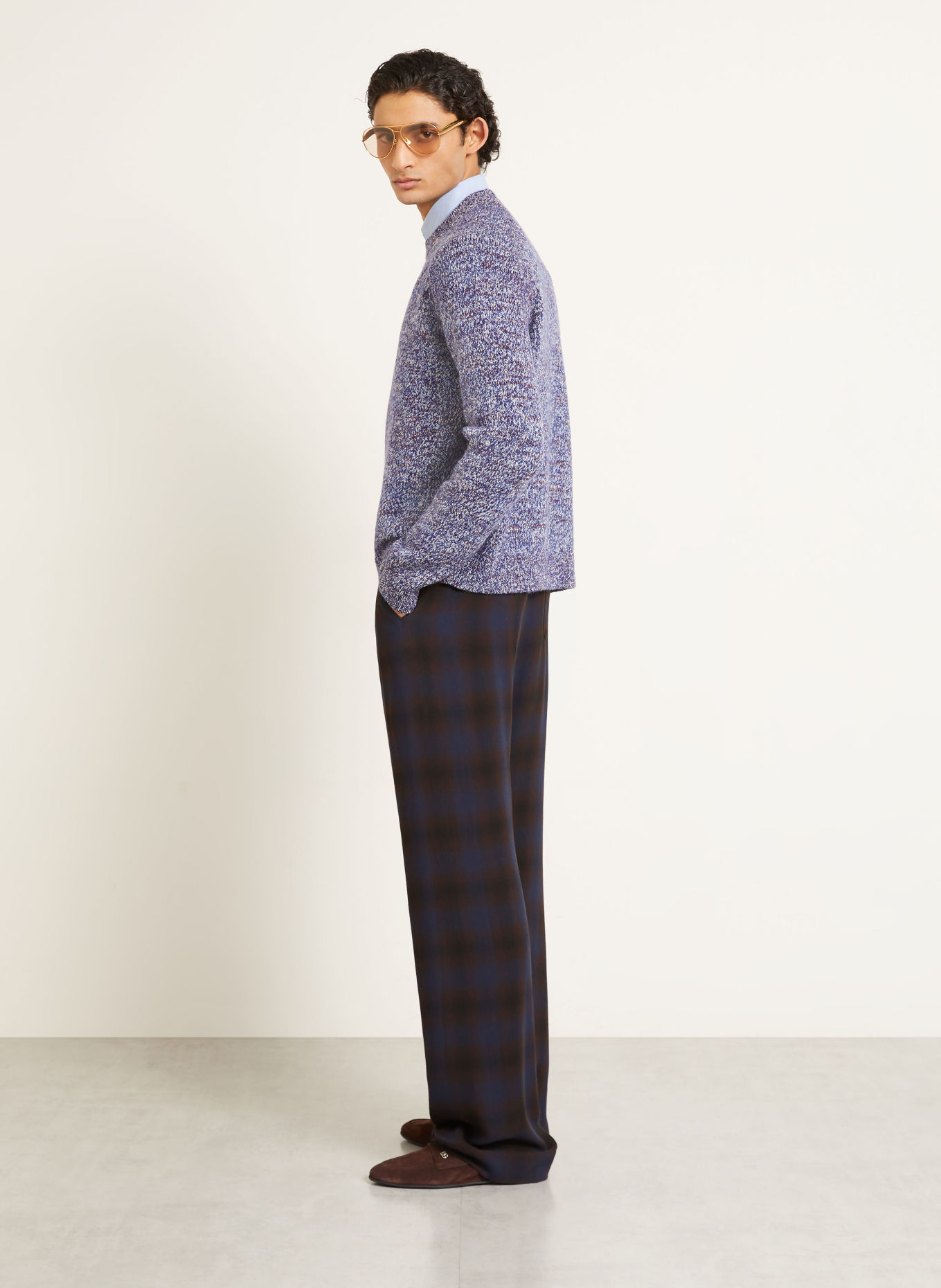 DRIES VAN NOTEN Pantalon de style jogging coupe classique: MARRON FONCÉ / BLEU FONCÉ