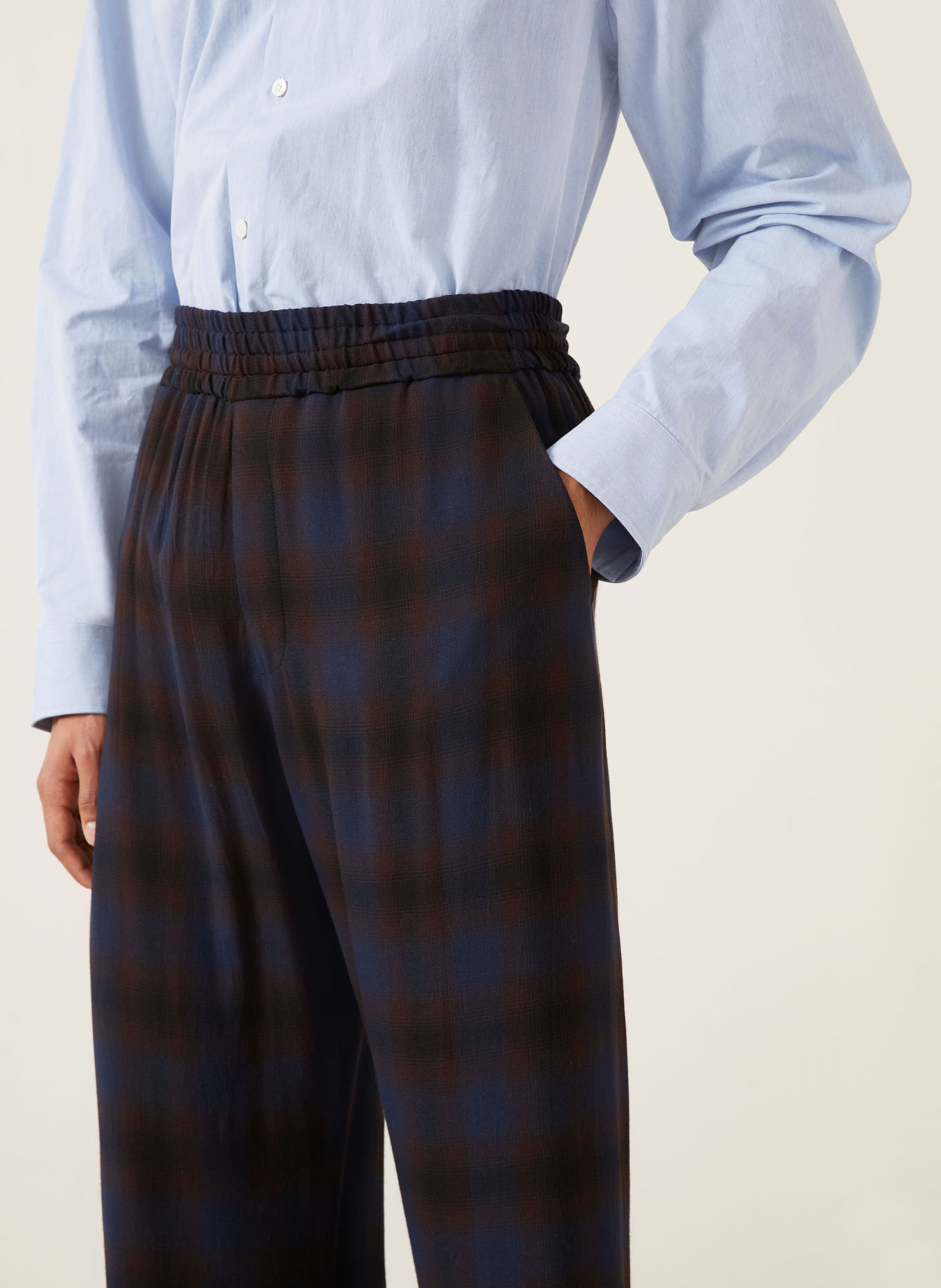 DRIES VAN NOTEN Pantalon de style jogging coupe classique: MARRON FONCÉ / BLEU FONCÉ