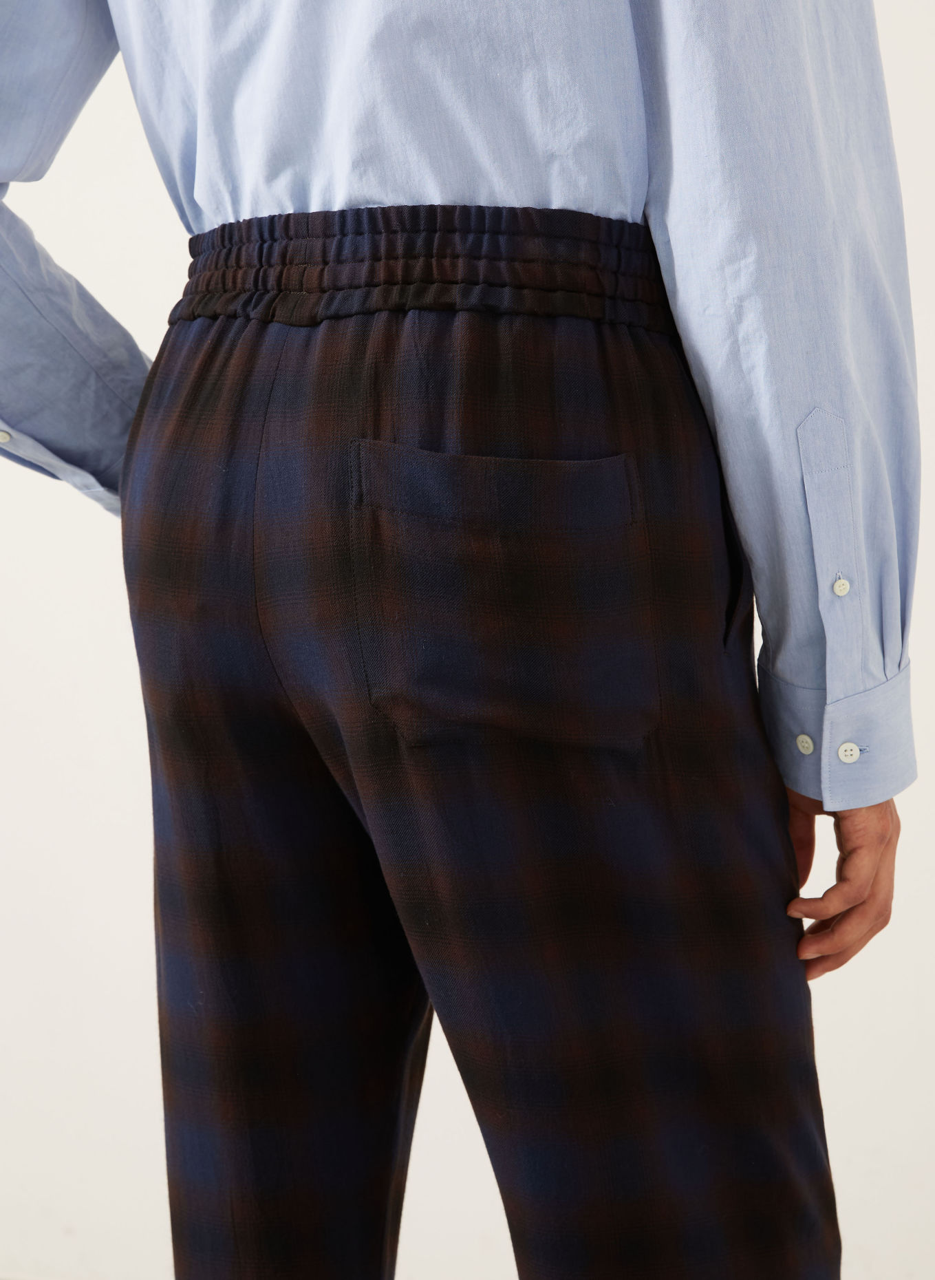 DRIES VAN NOTEN Pantalon de style jogging coupe classique: MARRON FONCÉ / BLEU FONCÉ