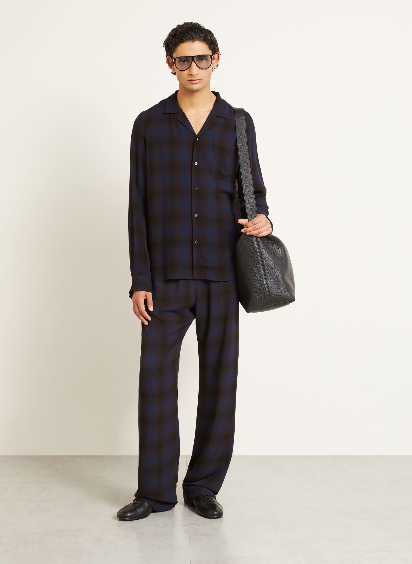 DRIES VAN NOTEN Wzorzysta koszula CARLTY Comfort Fit: GRANATOWY / CIEMNOBRĄZOWY