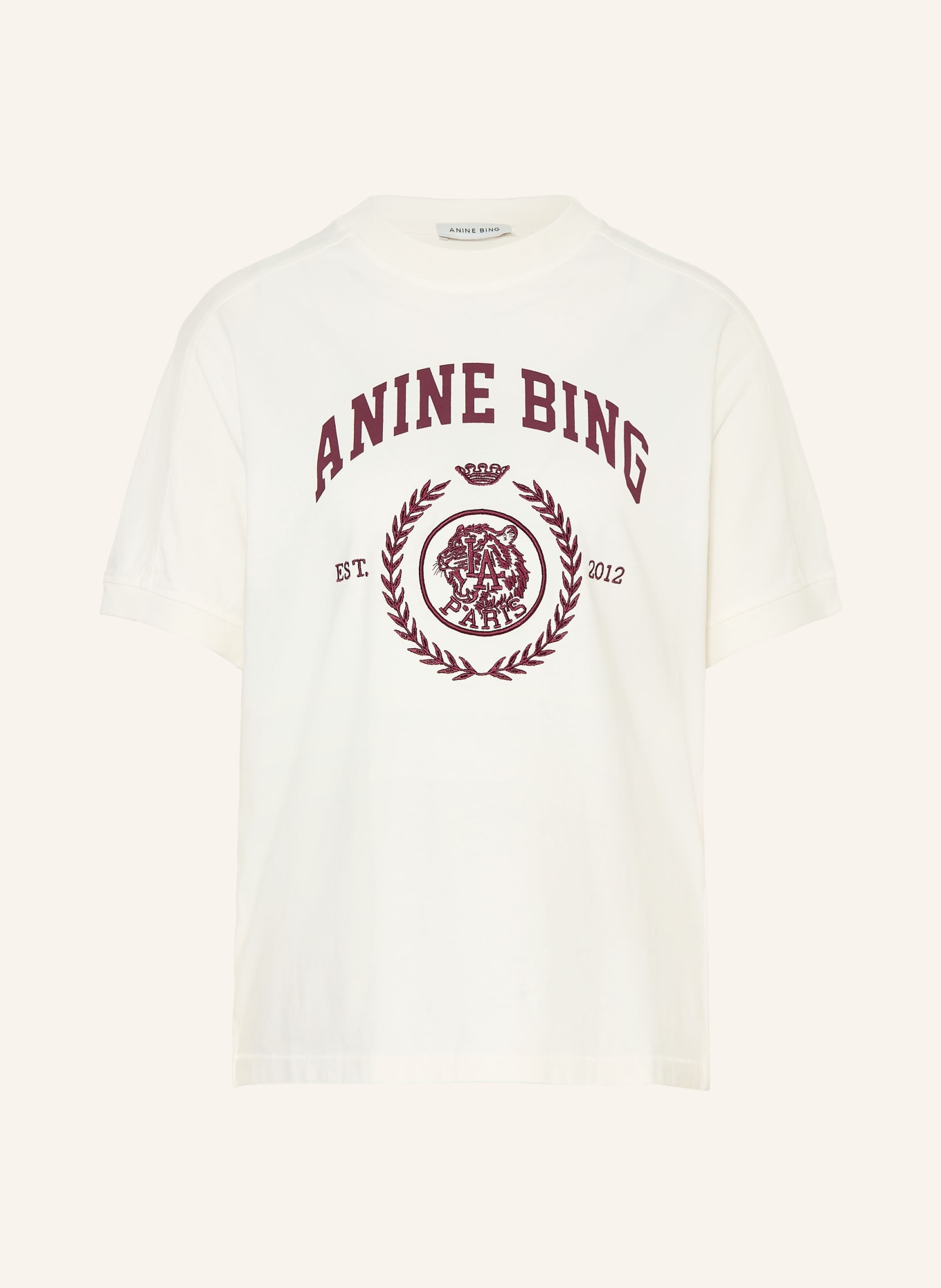 ANINE BING T-shirt JAYLIN: CRÈME / ROUGE FONCÉ