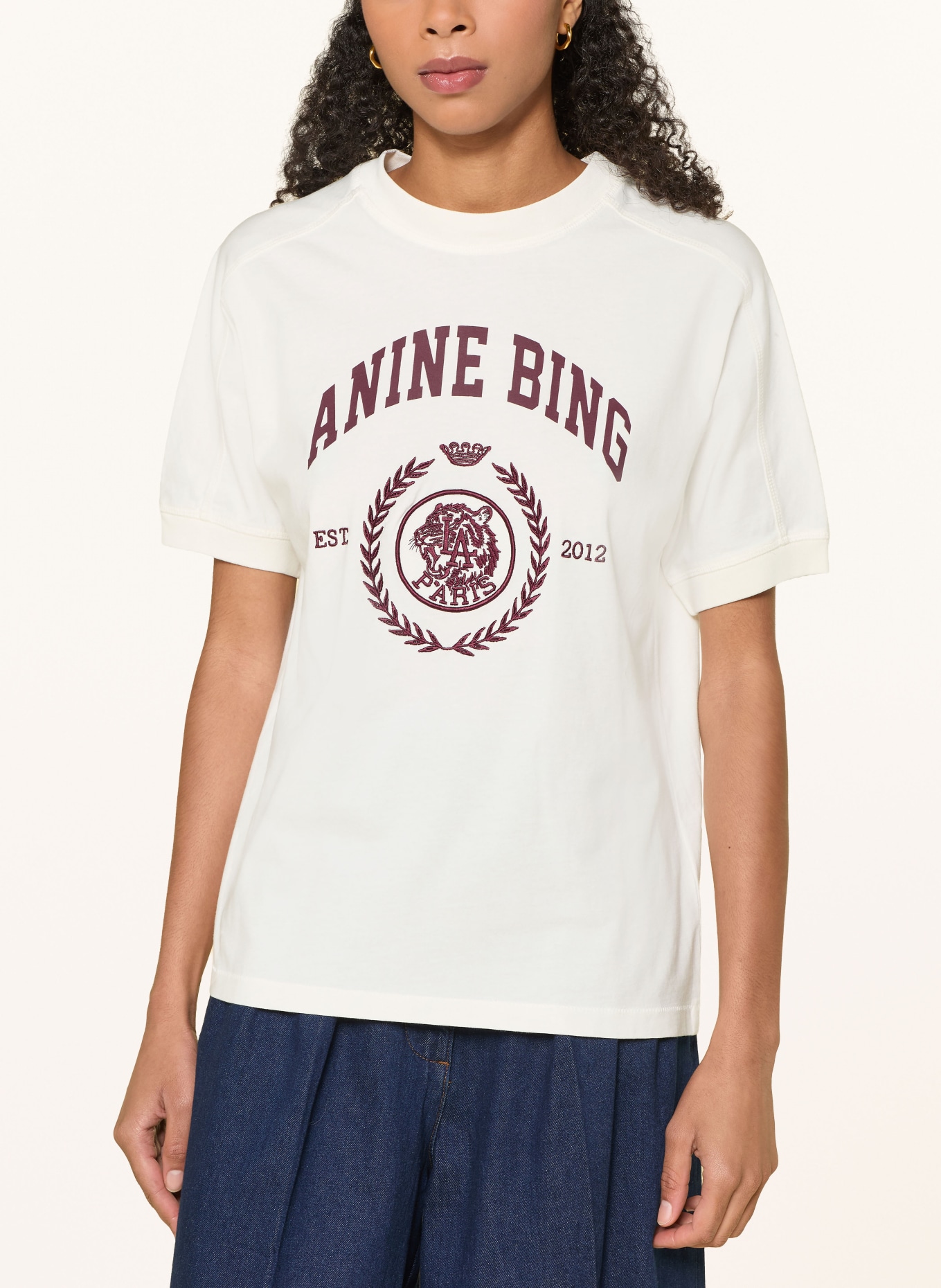 ANINE BING T-shirt JAYLIN: CRÈME / ROUGE FONCÉ
