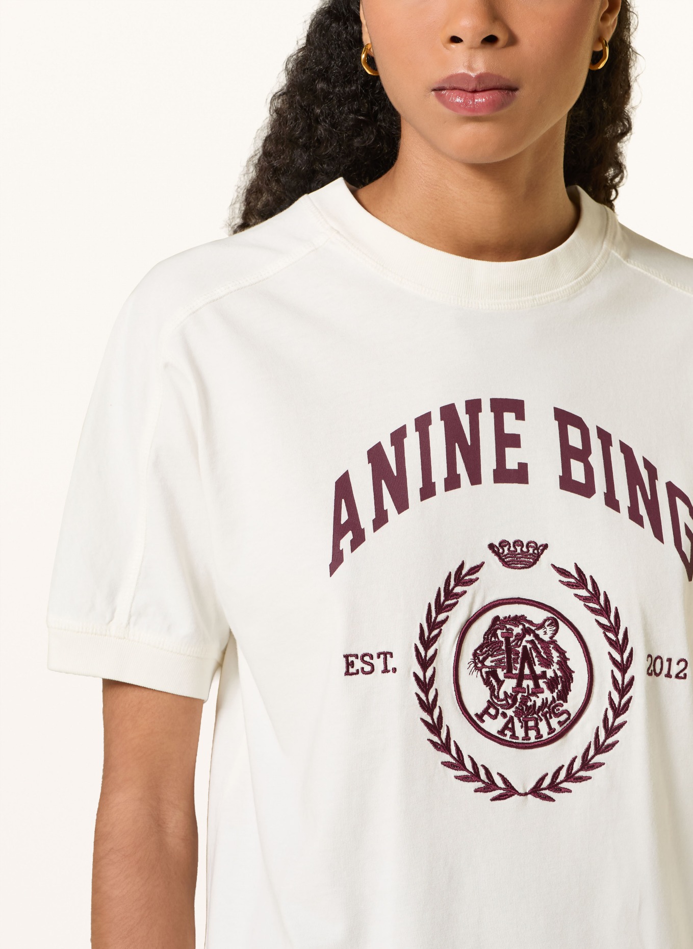 ANINE BING T-shirt JAYLIN: CRÈME / ROUGE FONCÉ