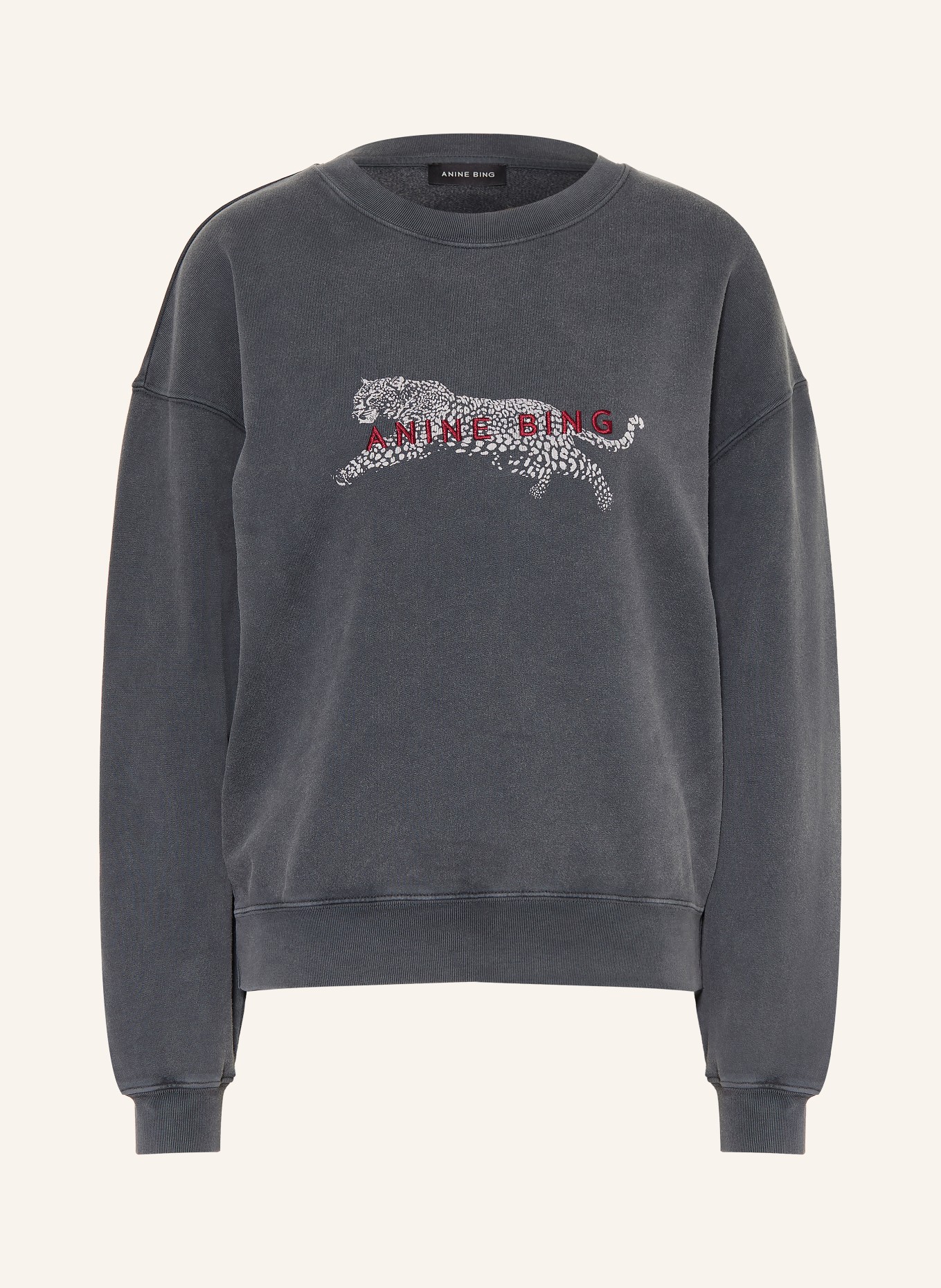 ANINE BING Sweatshirt SPENCER: DONKERGRIJS / LICHTGRIJS / DONKERROOD