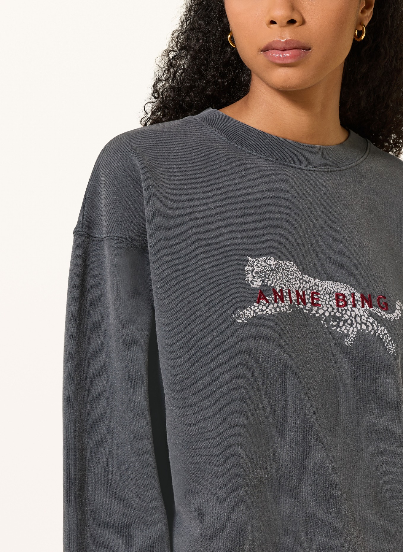 ANINE BING Sweatshirt SPENCER: DONKERGRIJS / LICHTGRIJS / DONKERROOD