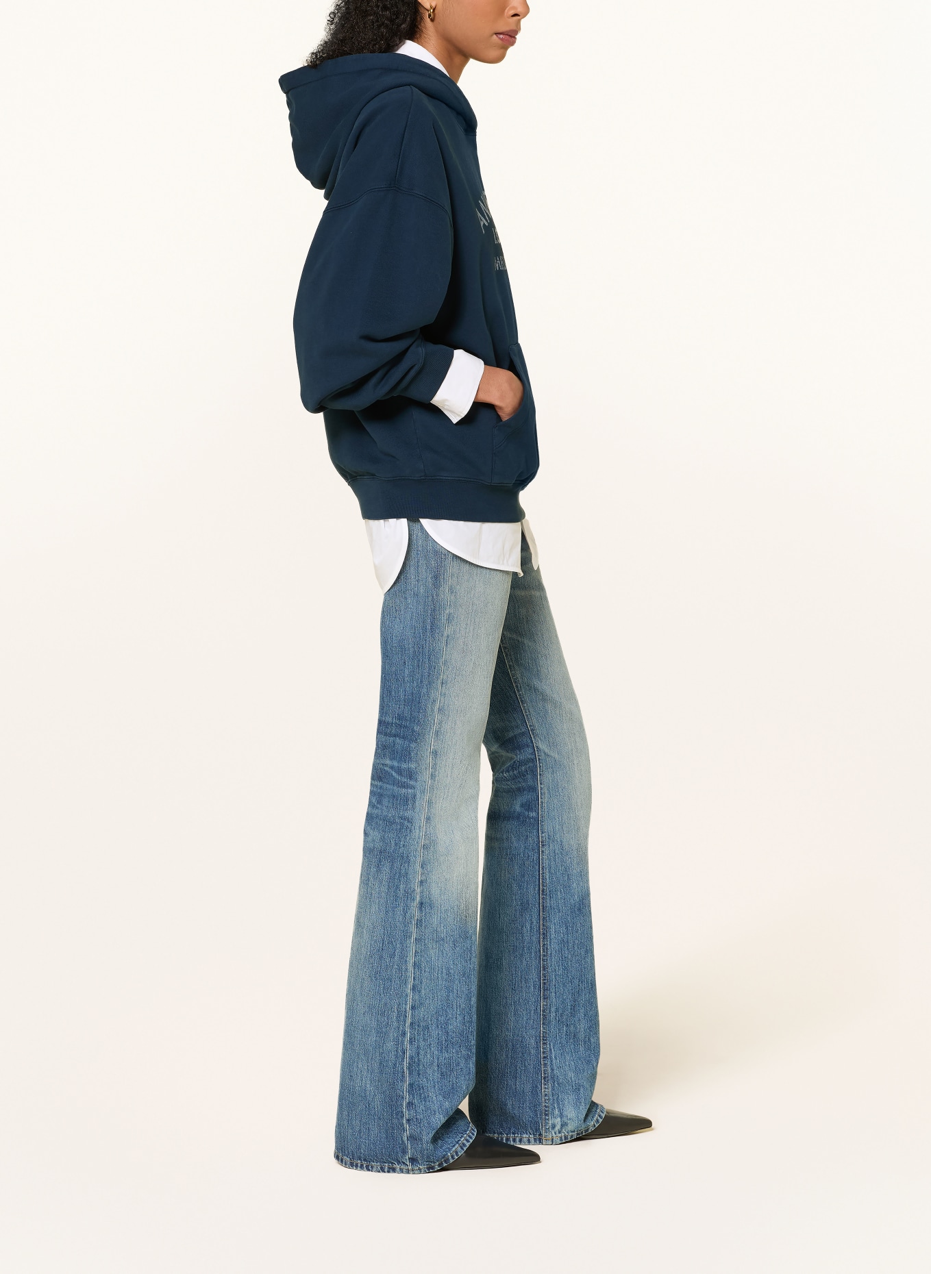 ANINE BING Hoodie HARVEY: DONKERBLAUW / WIT