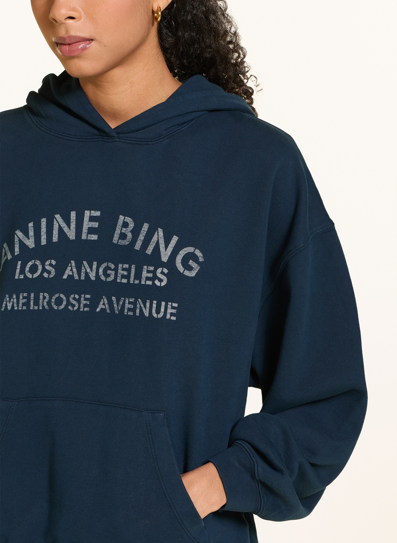 ANINE BING Hoodie HARVEY: DONKERBLAUW / WIT