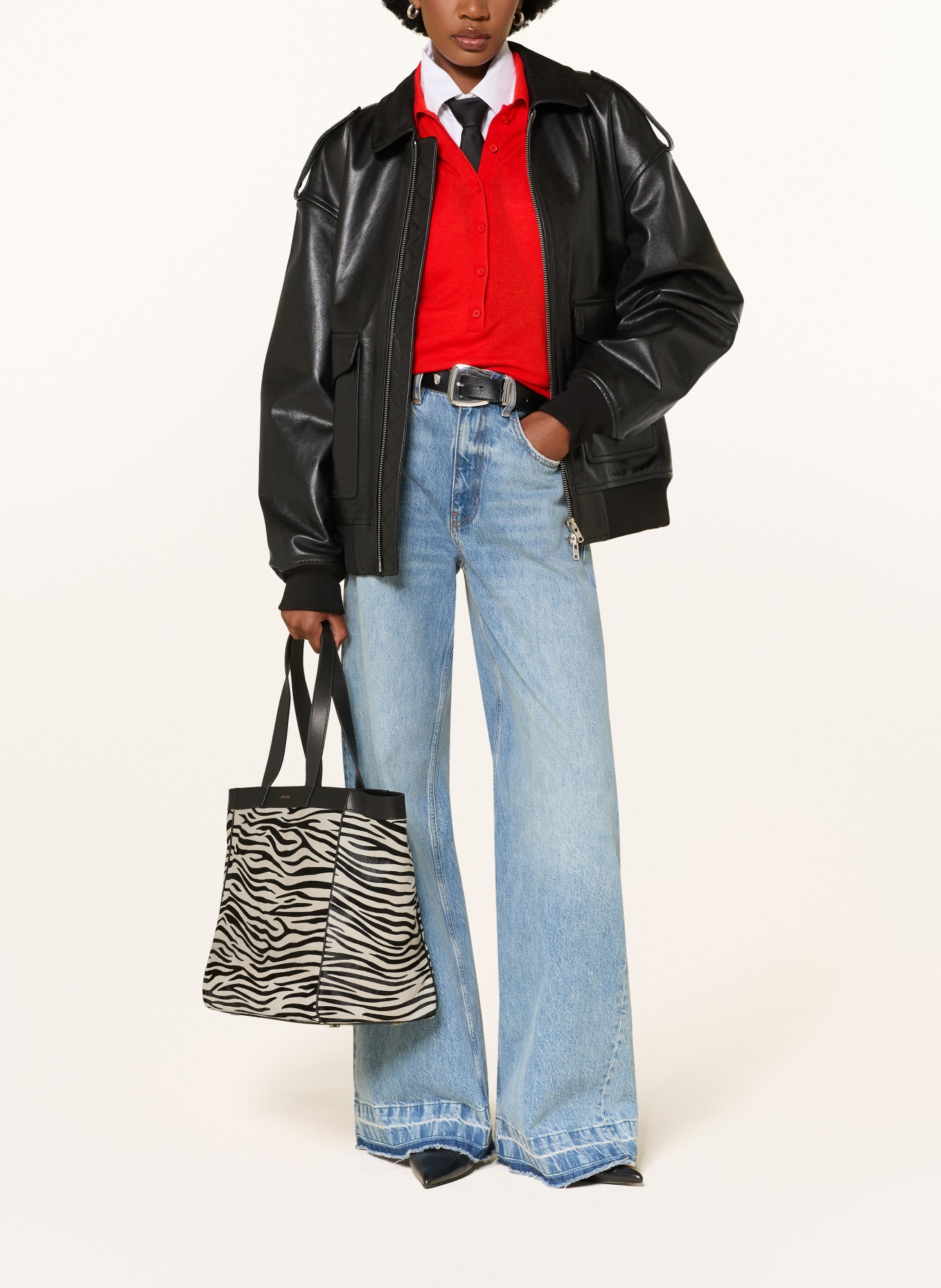 ANINE BING Shoppers RIO MEDIUM: ZWART / WIT