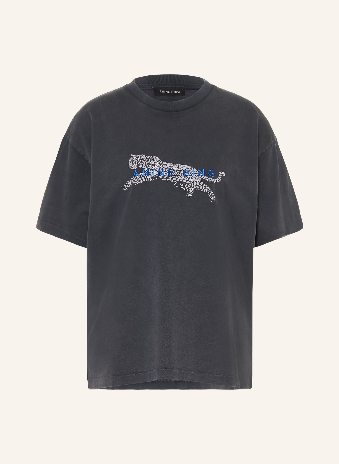 ANINE BING T-Shirt CADE: DUNKELGRAU / HELLGRAU / BLAU