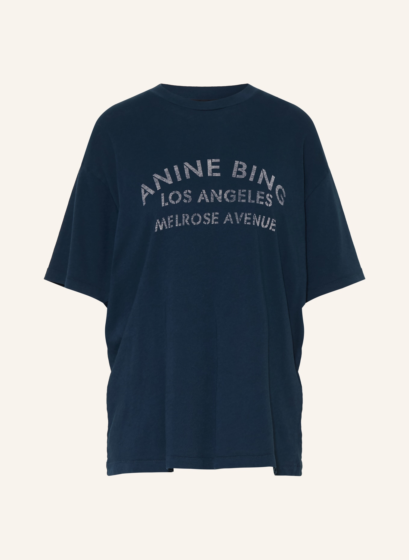 ANINE BING T-shirt CADE: BLEU FONCÉ / BLANC