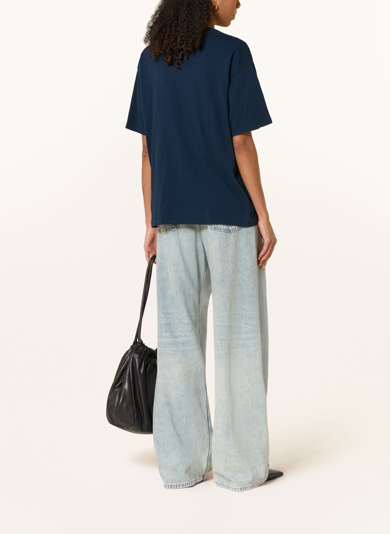ANINE BING T-shirt CADE: BLEU FONCÉ / BLANC