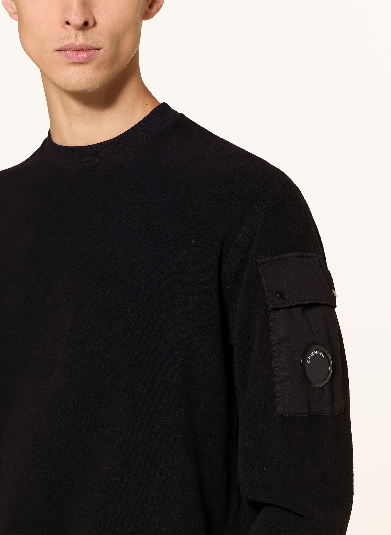 C.P. COMPANY Sweatshirt im Materialmix: SCHWARZ
