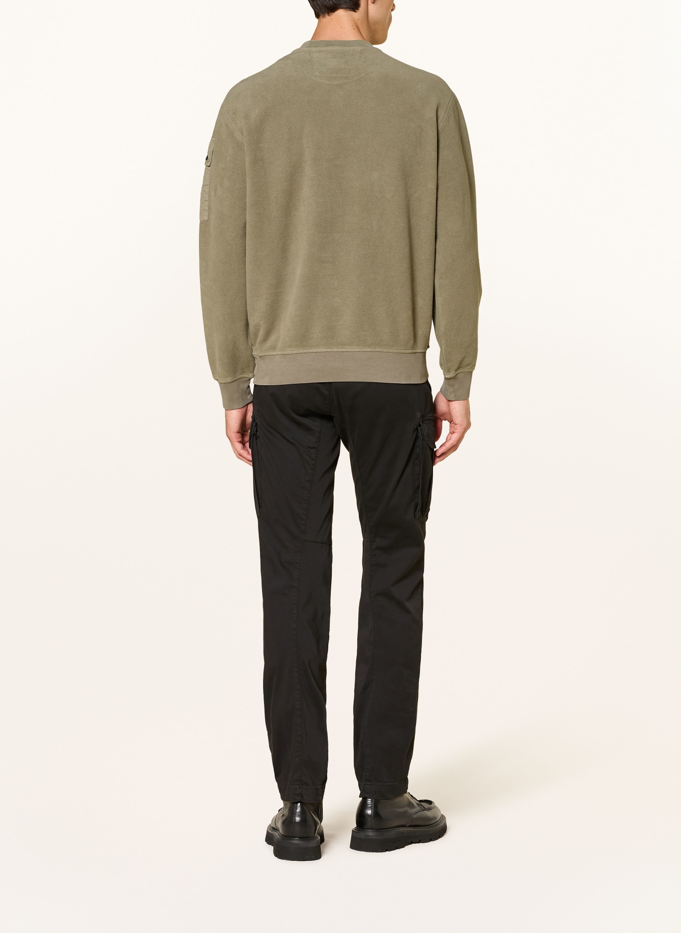 C.P. COMPANY Sweatshirt im Materialmix: HELLGRÜN