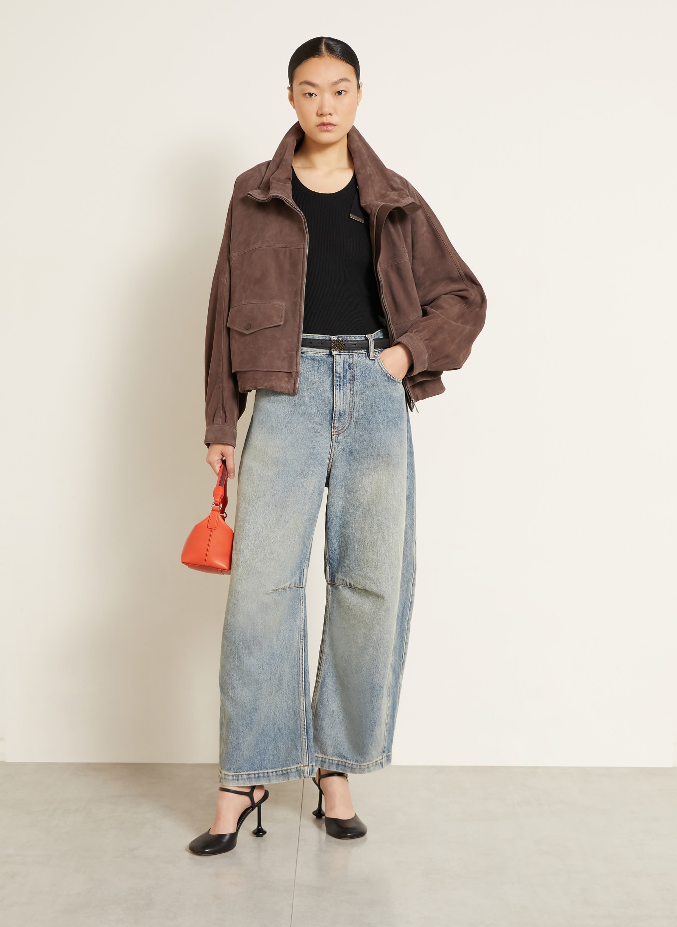 LOEWE Veste en cuir: MARRON FONCÉ