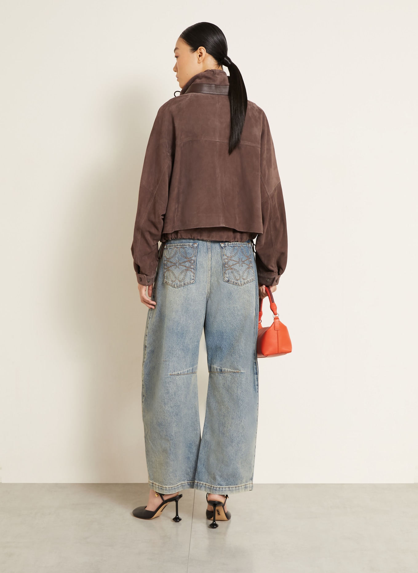 LOEWE Veste en cuir: MARRON FONCÉ