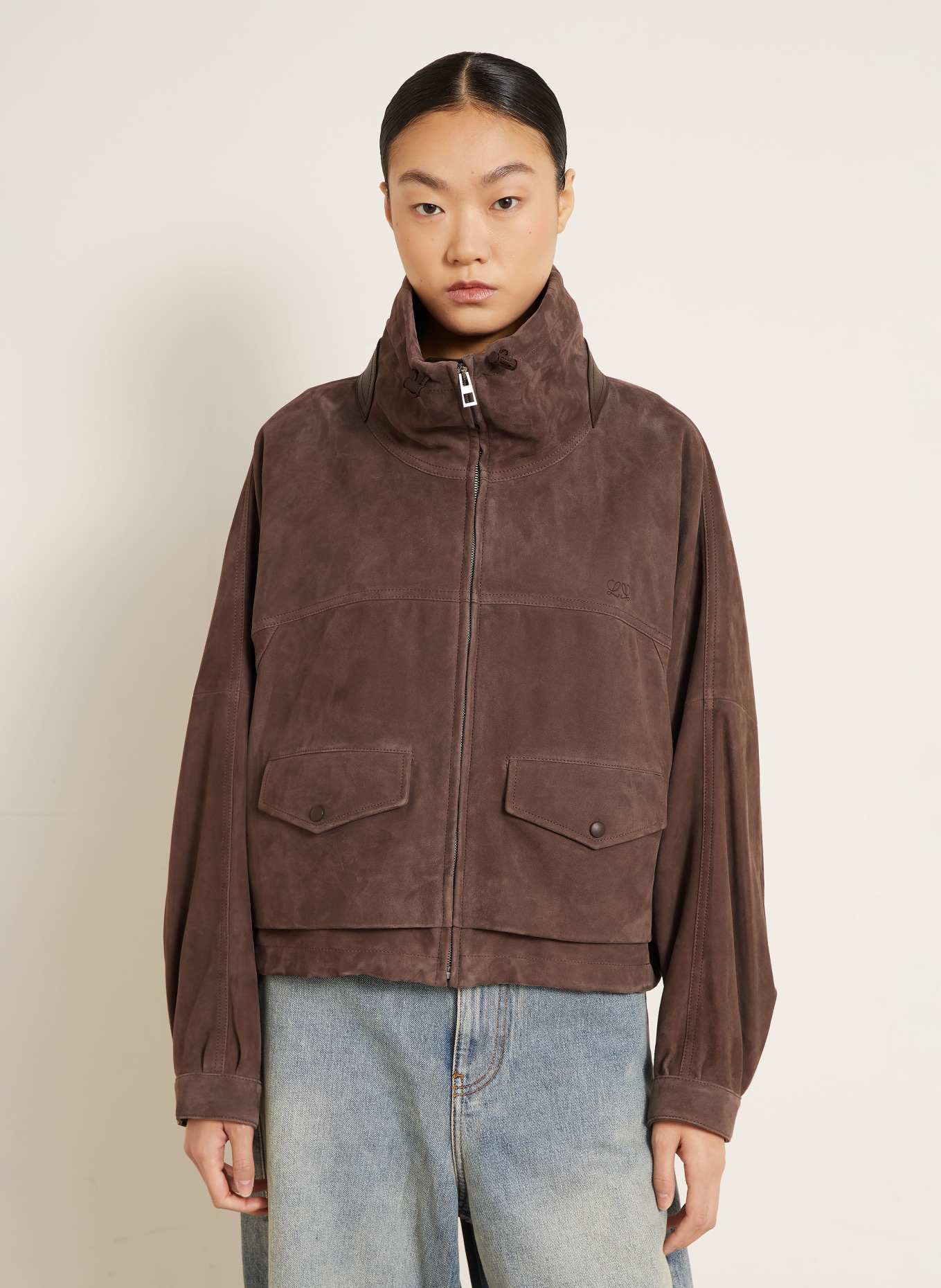 LOEWE Veste en cuir: MARRON FONCÉ