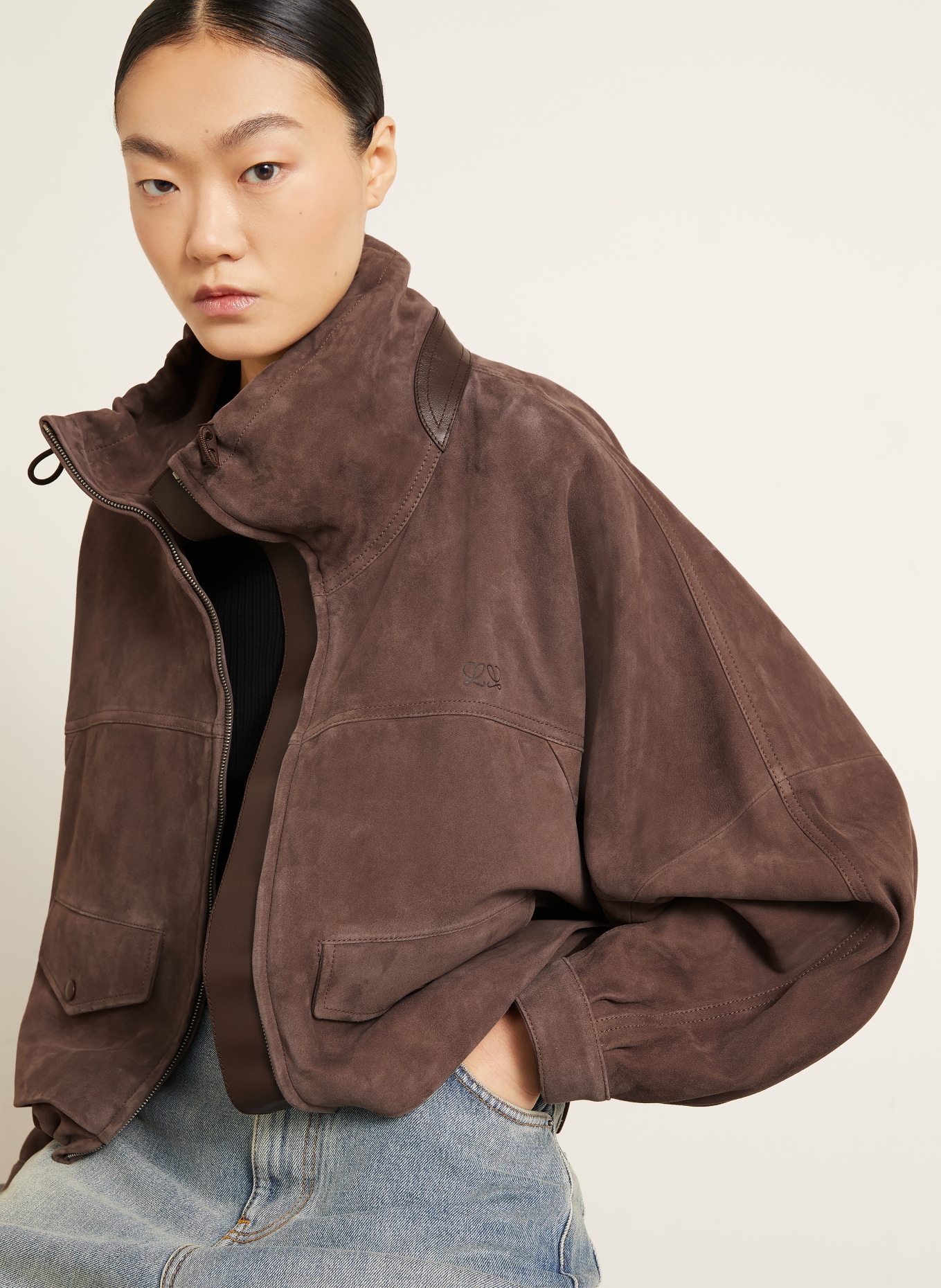 LOEWE Veste en cuir: MARRON FONCÉ