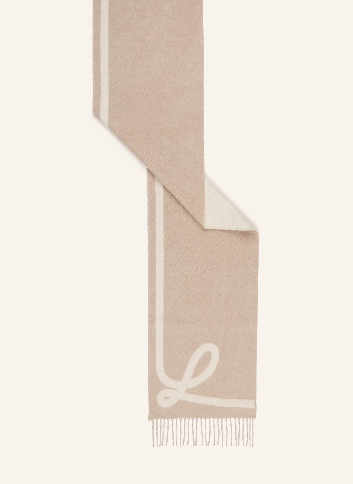 LOEWE Eșarfă: TAUPE / ALB