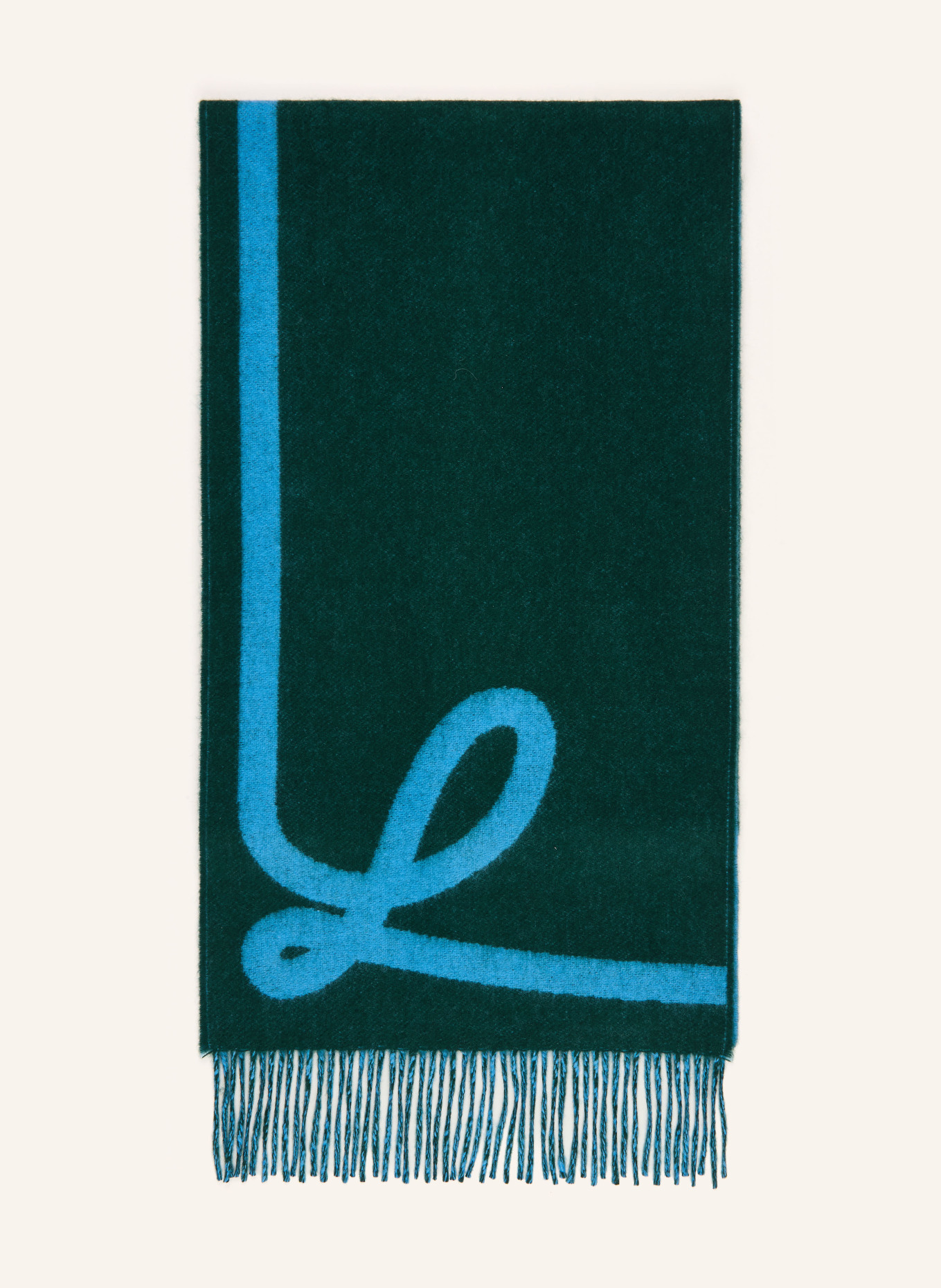 LOEWE Eșarfă: VERDE / ALBASTRU DESCHIS