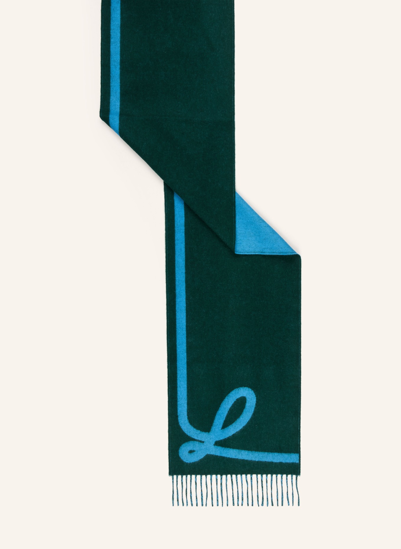 LOEWE Eșarfă: VERDE / ALBASTRU DESCHIS