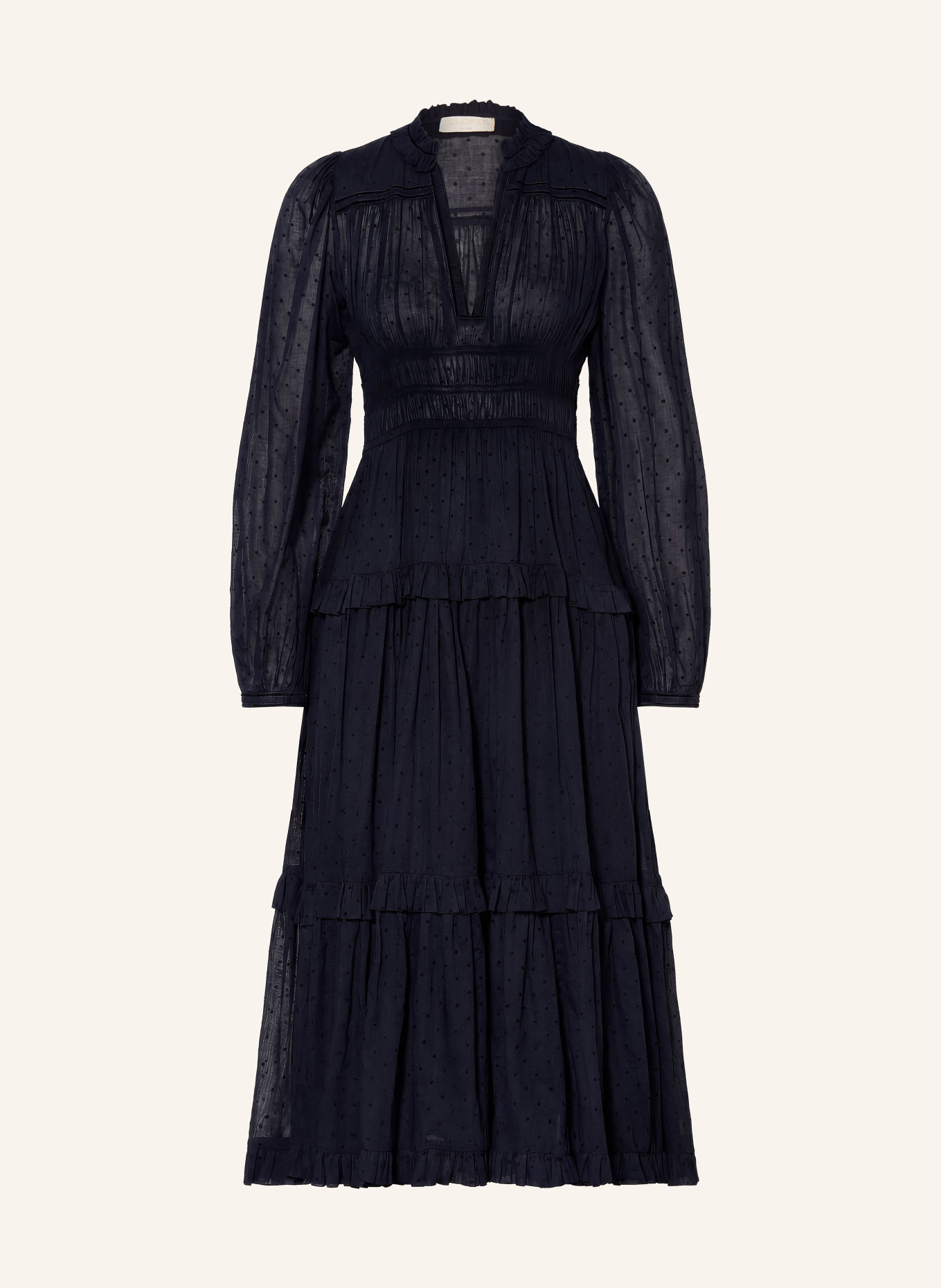 ULLA JOHNSON ARDELLE Dress with Ruffles: DARK BLUE
