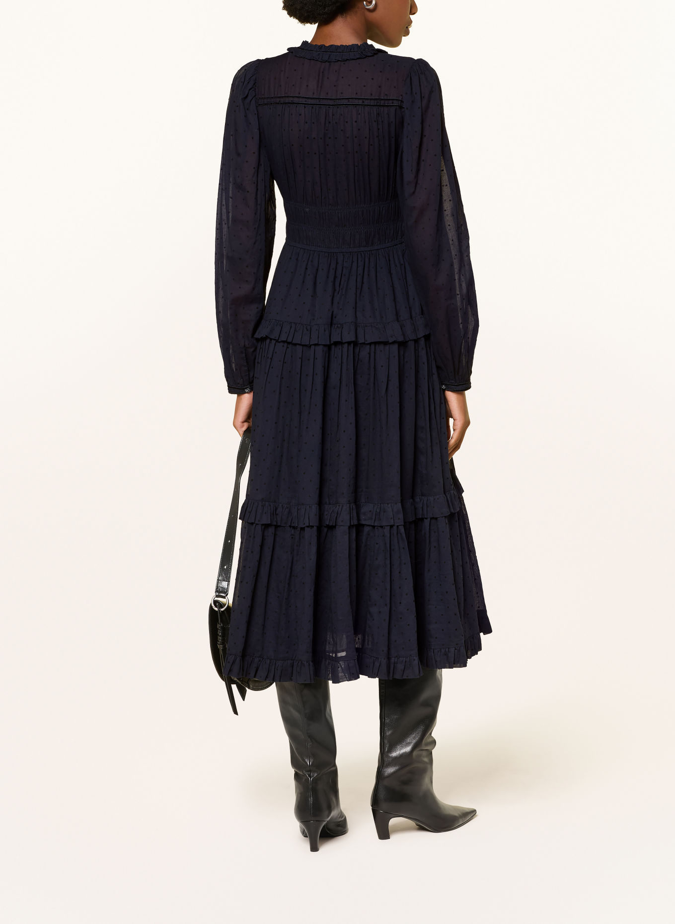 ULLA JOHNSON ARDELLE Dress with Ruffles: DARK BLUE