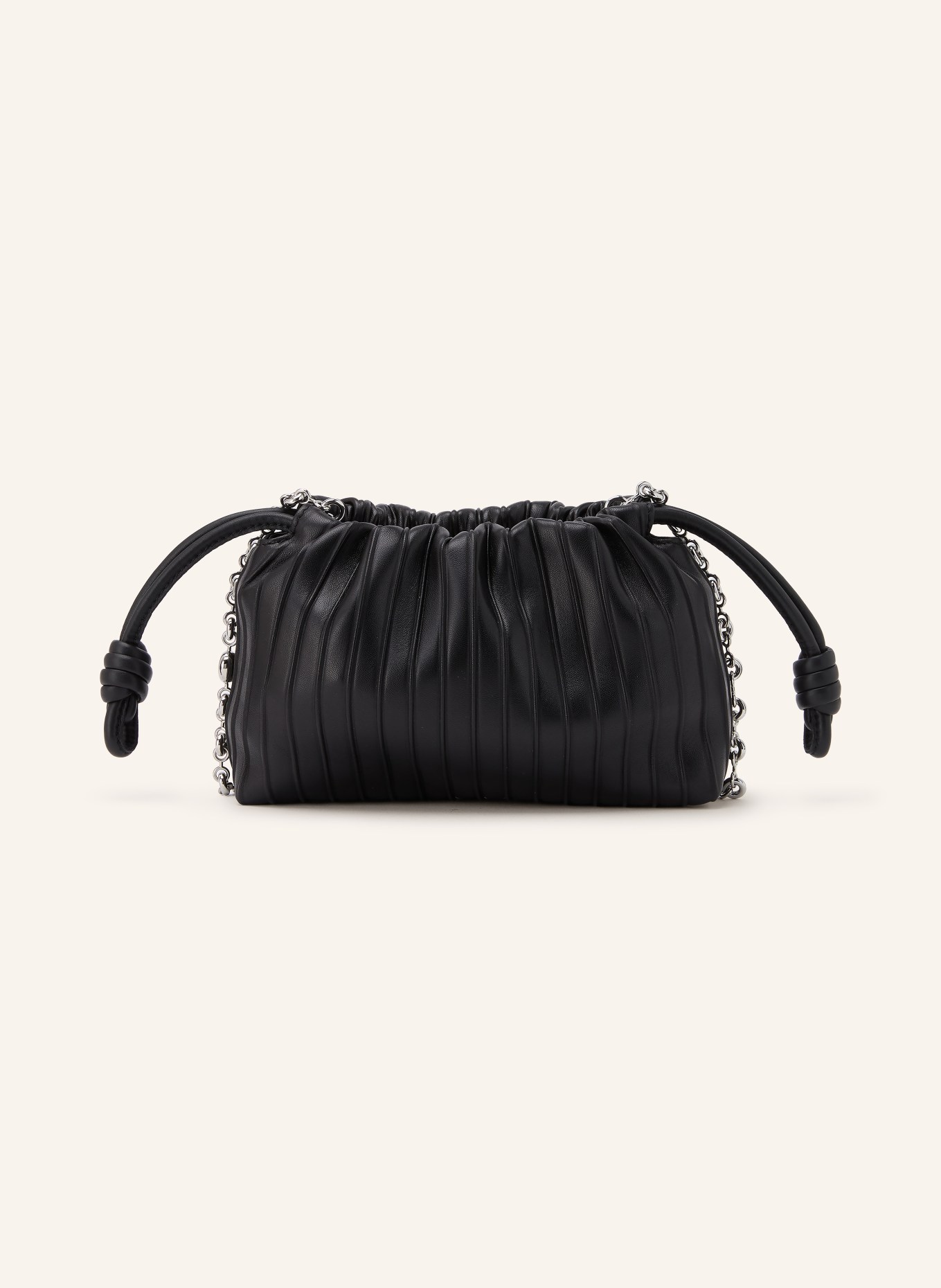 LOEWE Beuteltasche FLAMENCO PURSE PLEATED MINI: SCHWARZ / SILBER