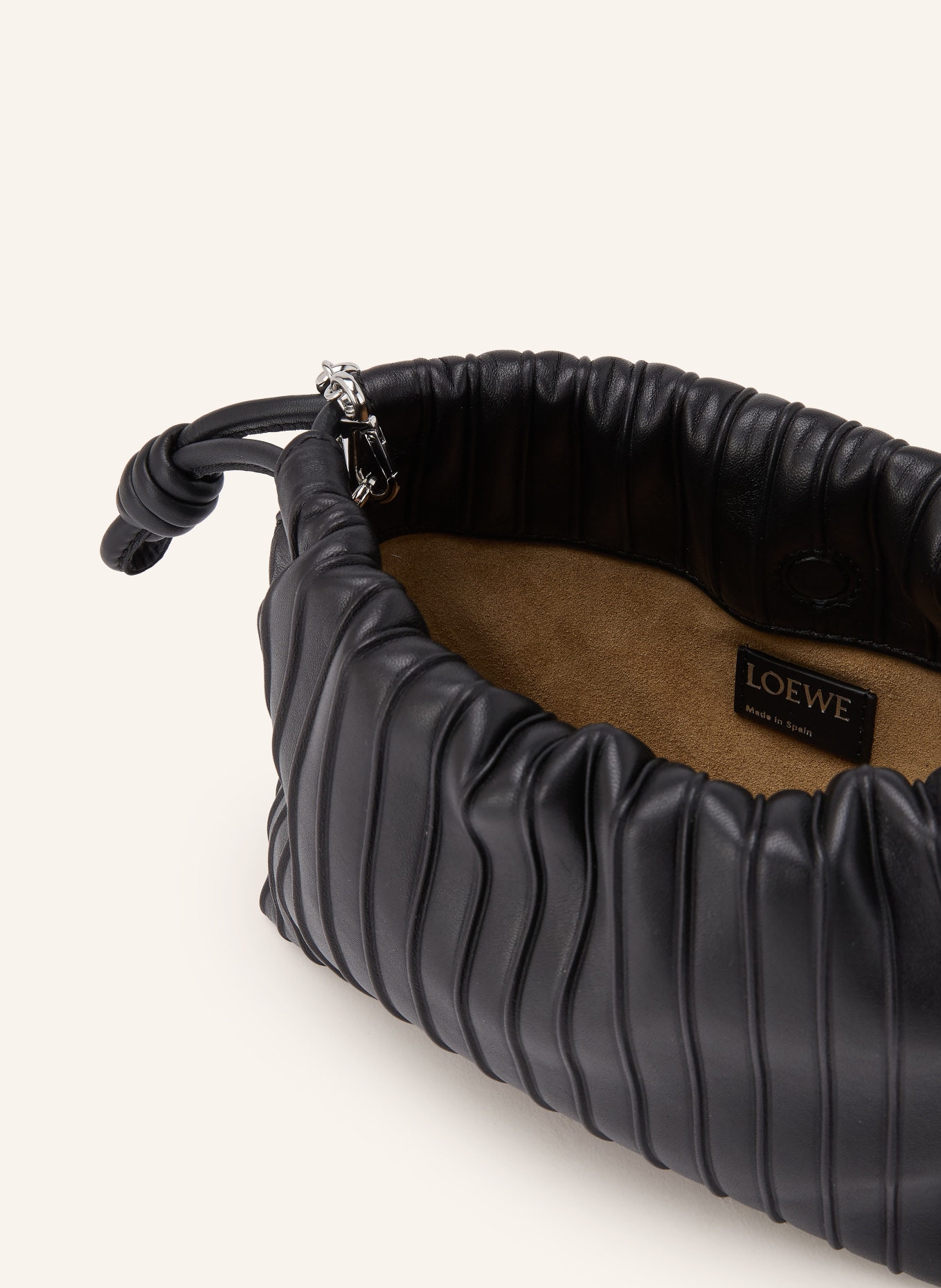 LOEWE Beuteltasche FLAMENCO PURSE PLEATED MINI: SCHWARZ / SILBER