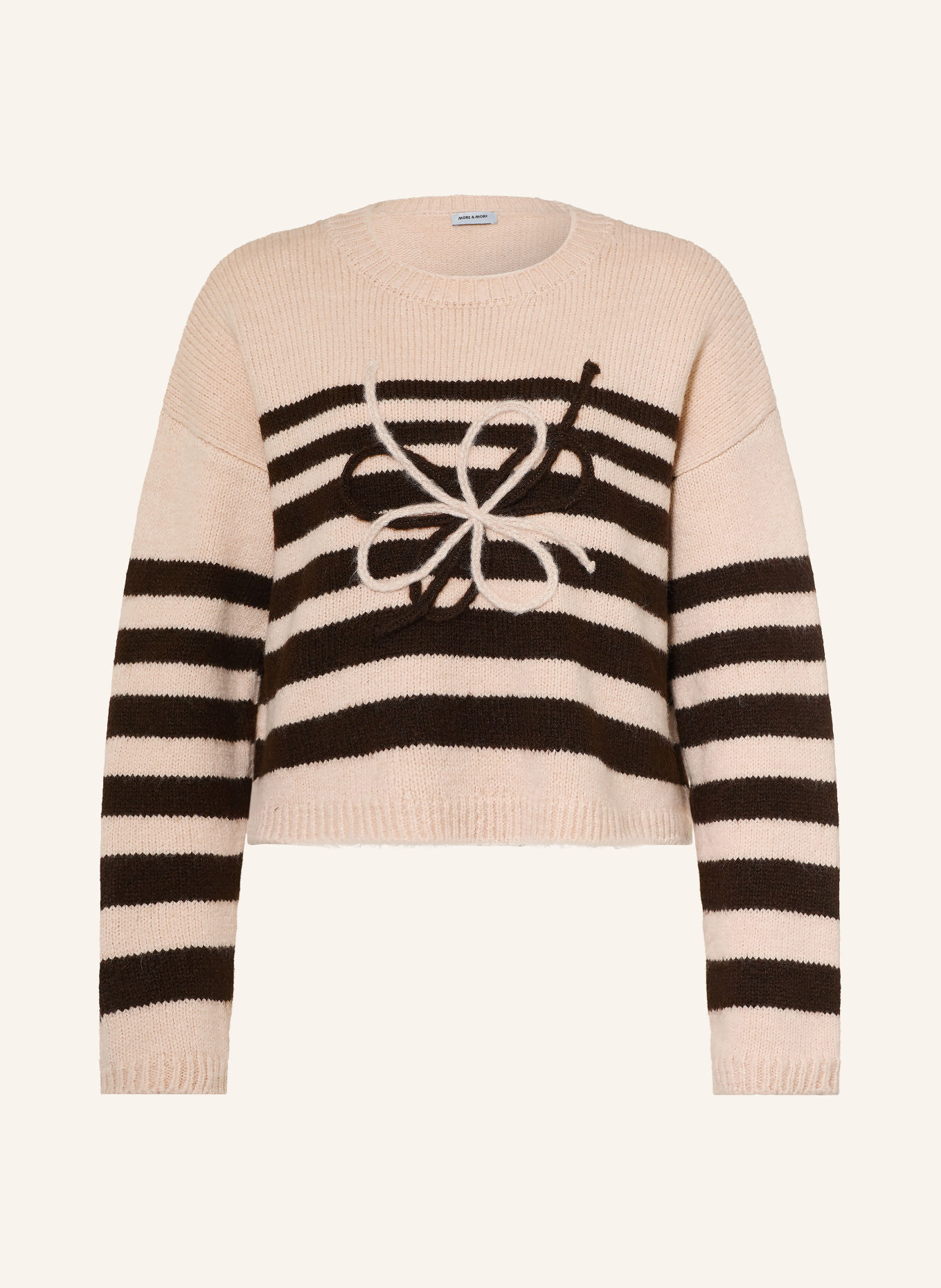 MORE & MORE Trui: ECRU / MARRON FONCÉ