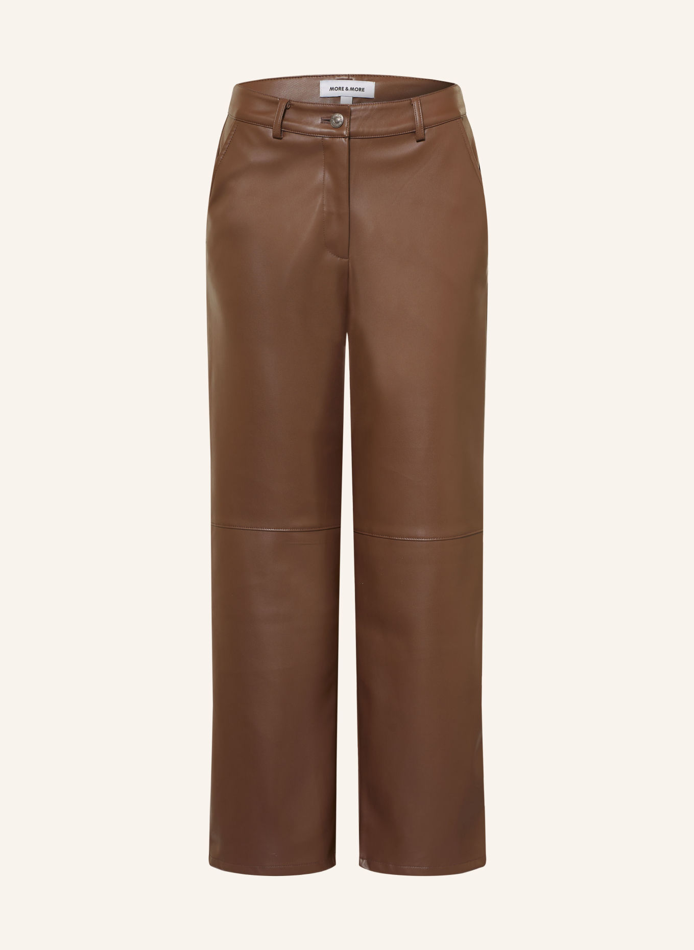 MORE & MORE Leather-look trousers: BROWN