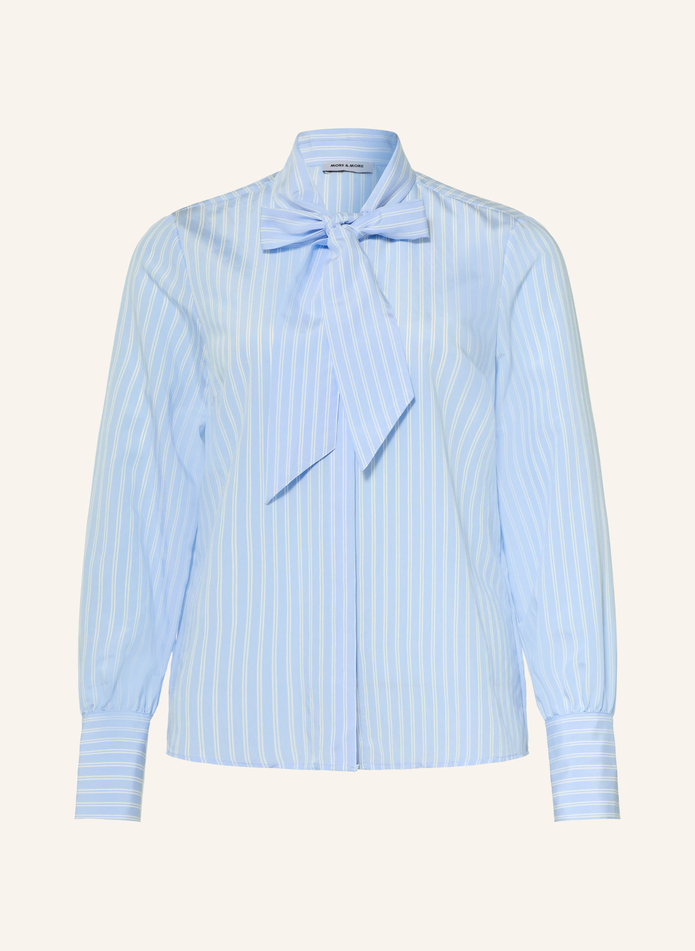 MORE & MORE Schluppenbluse: HELLBLAU / WEISS