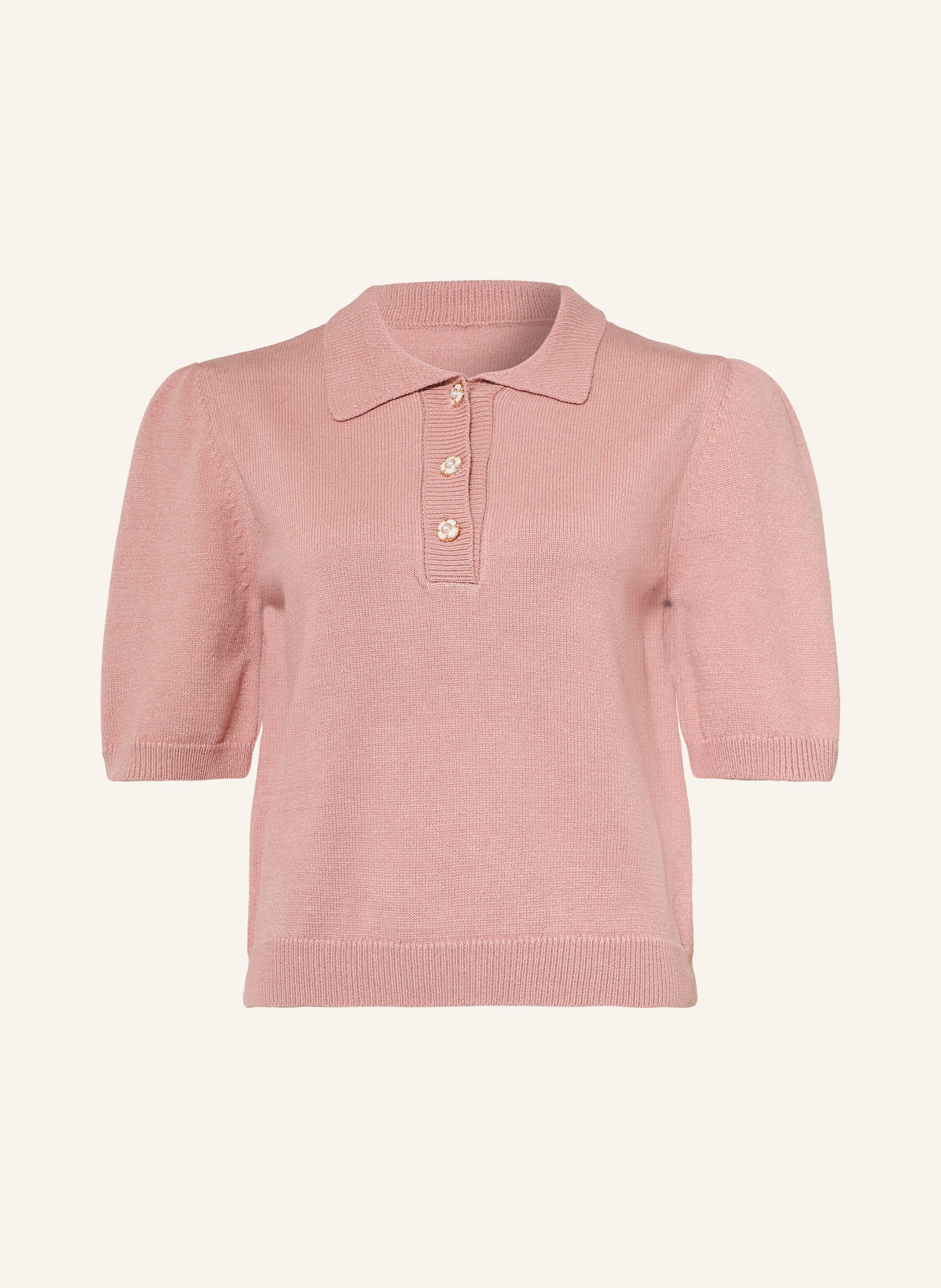MORE & MORE Strick-Poloshirt mit 3/4-Arm: ROSÉ