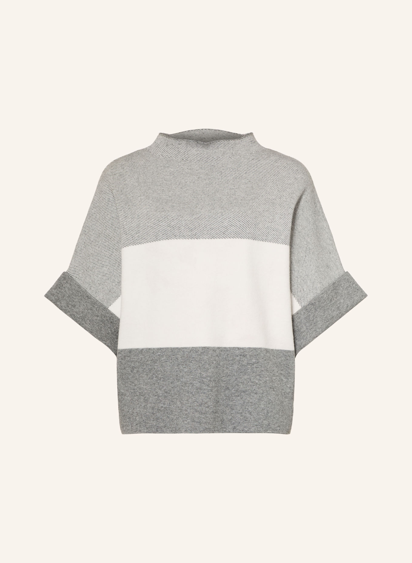 MORE & MORE Sweater with 3/4-length sleeves: GRAY / CREAM